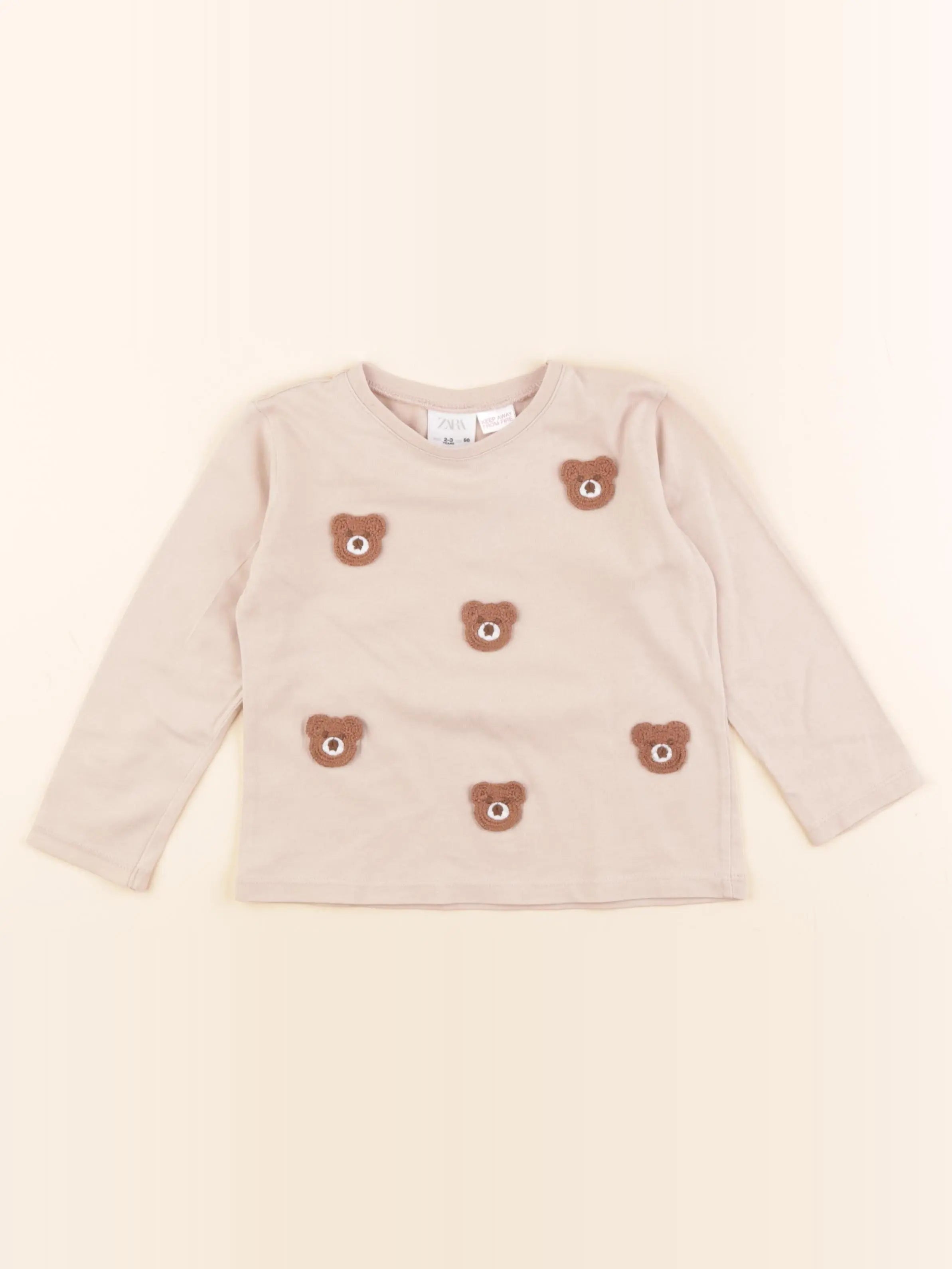 Zara - tee-shirt marron - 2/3 ans