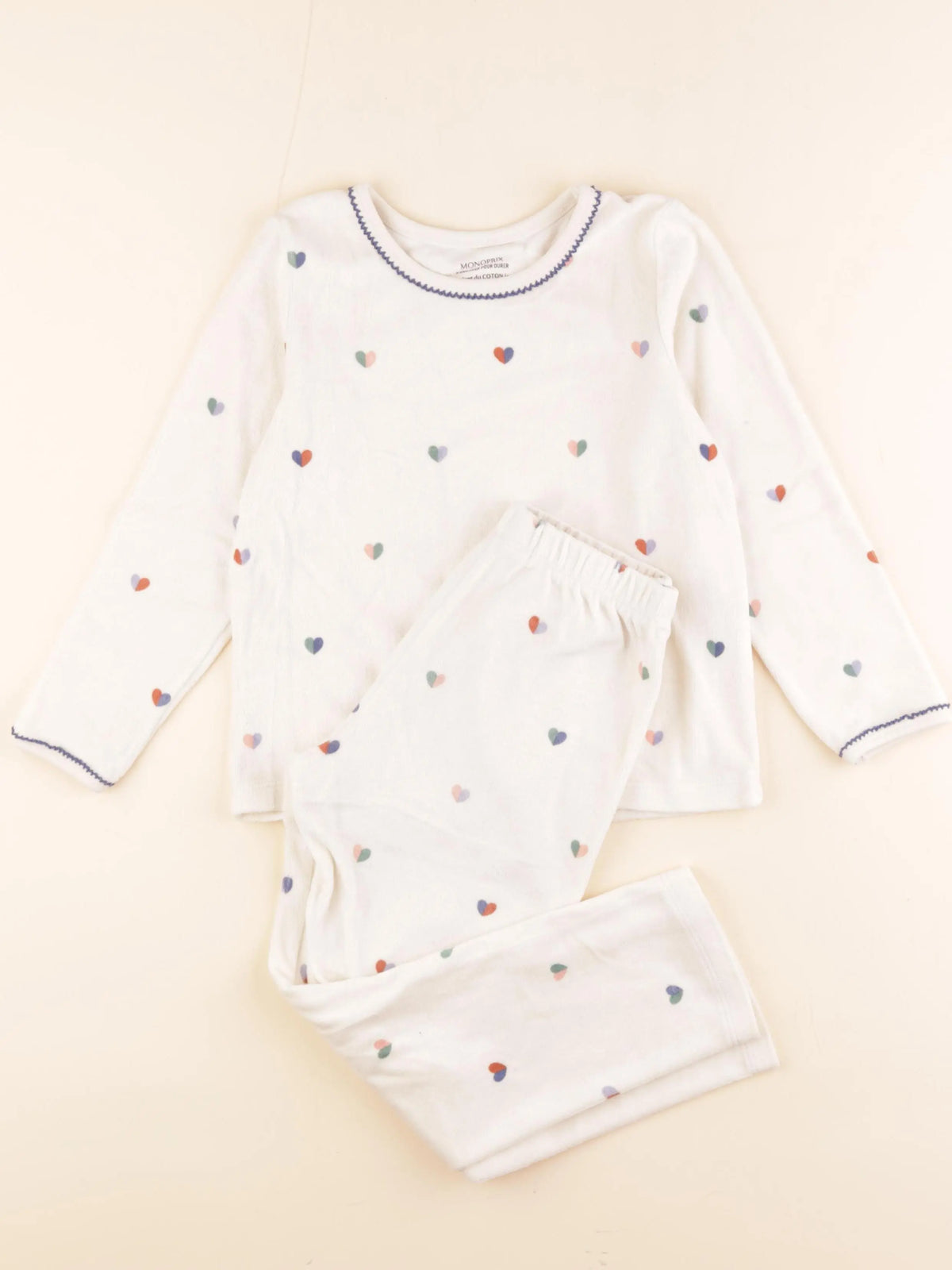 Monoprix - pyjama velours blanc - 6 ans
