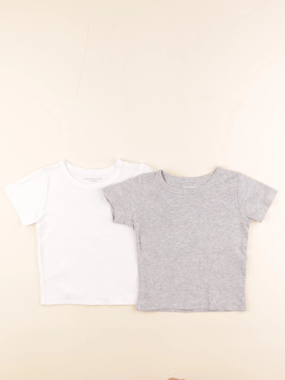Monoprix - lot de 2 maillots de corps blanc, gris - 2/3 ans