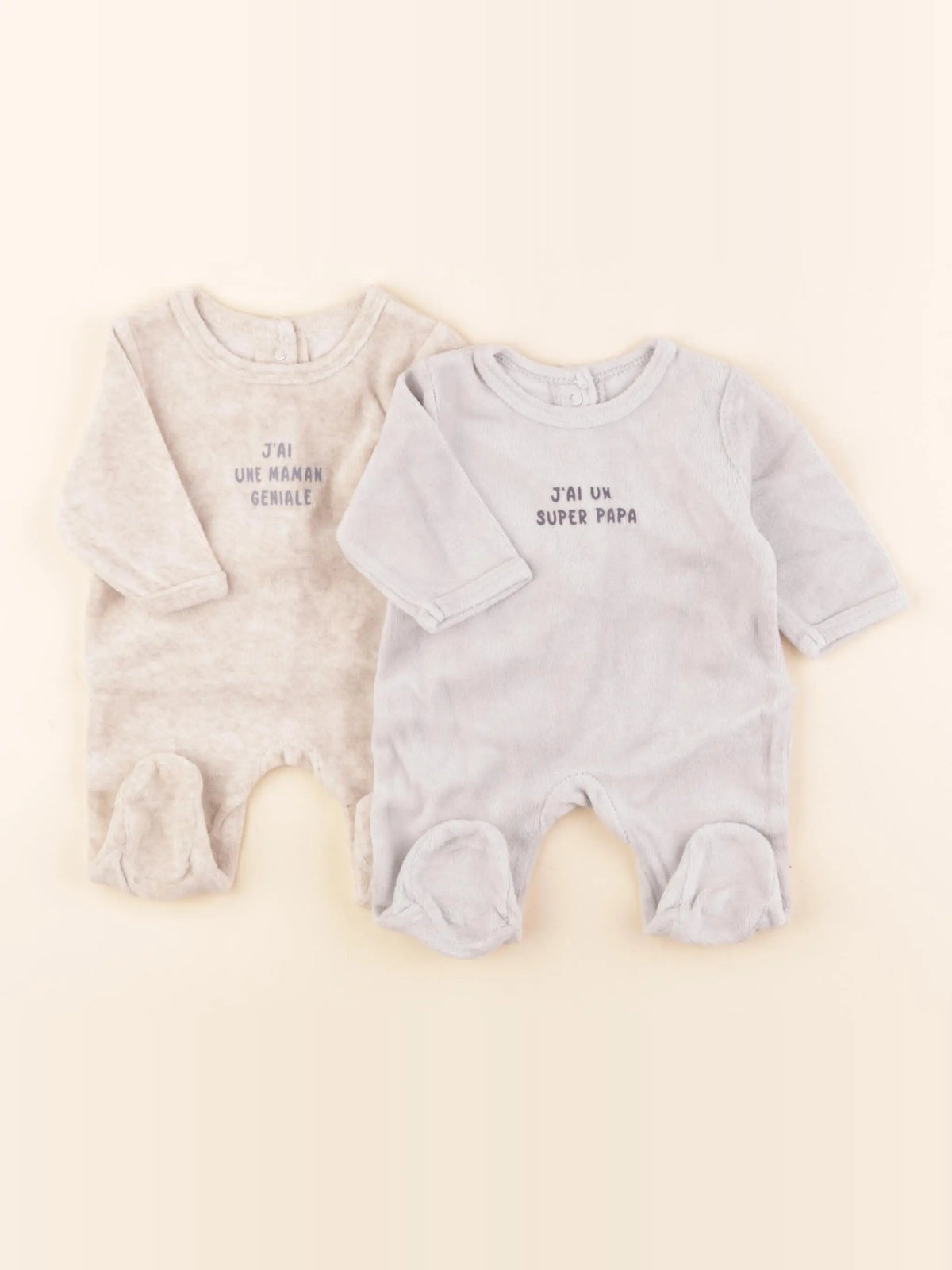 Vertbaudet - lot de 2 pyjamas velours multicolore - 0 mois