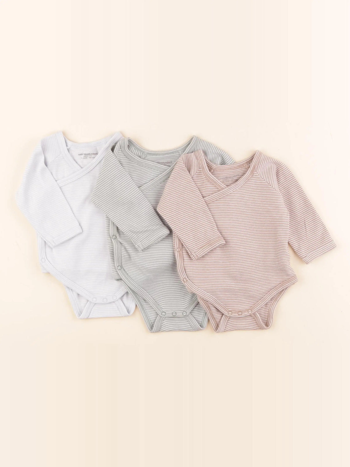 Vertbaudet - lot de 3 bodies en coton multicolore - 3 mois