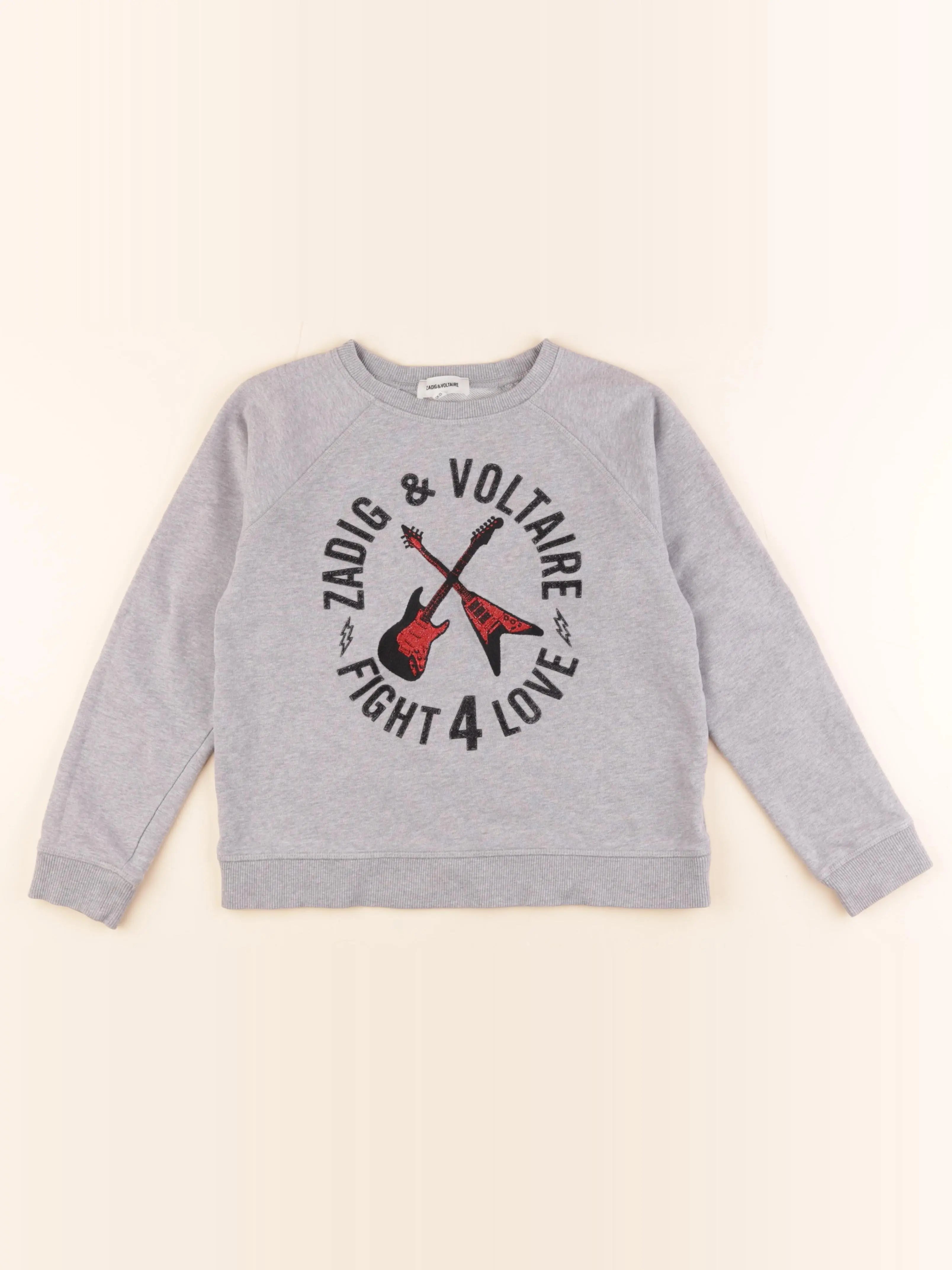 Zadig & Voltaire - sweat gris - 12 ans
