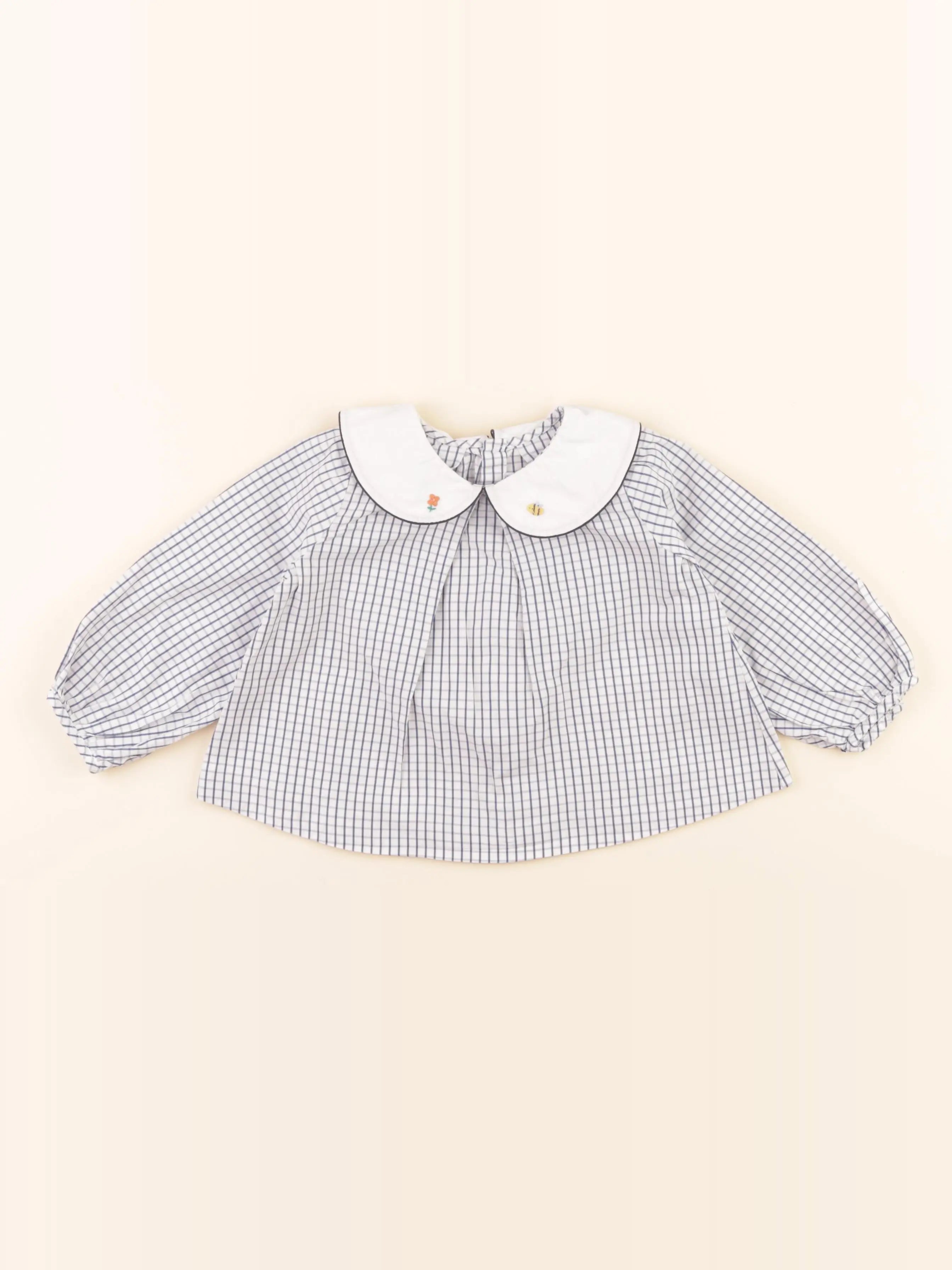 Jacadi - blouse bleu, blanc - 24 mois