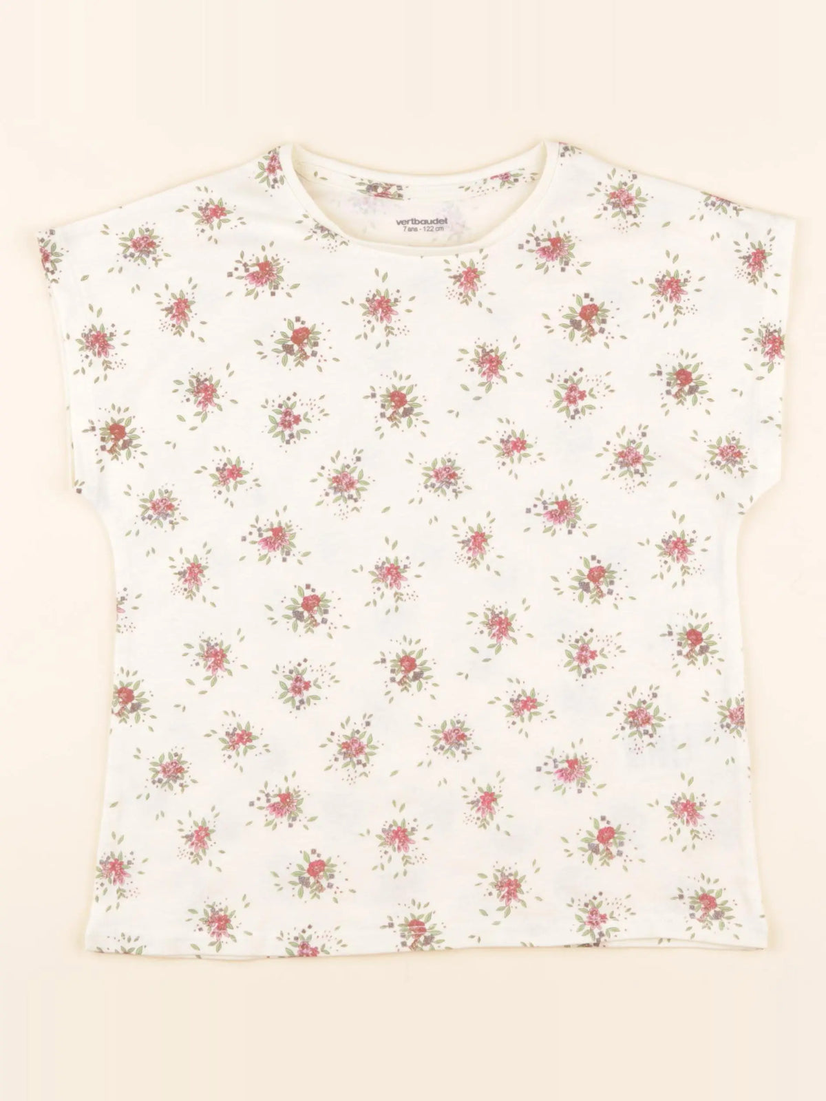 Vertbaudet - tee-shirt beige - 7 ans
