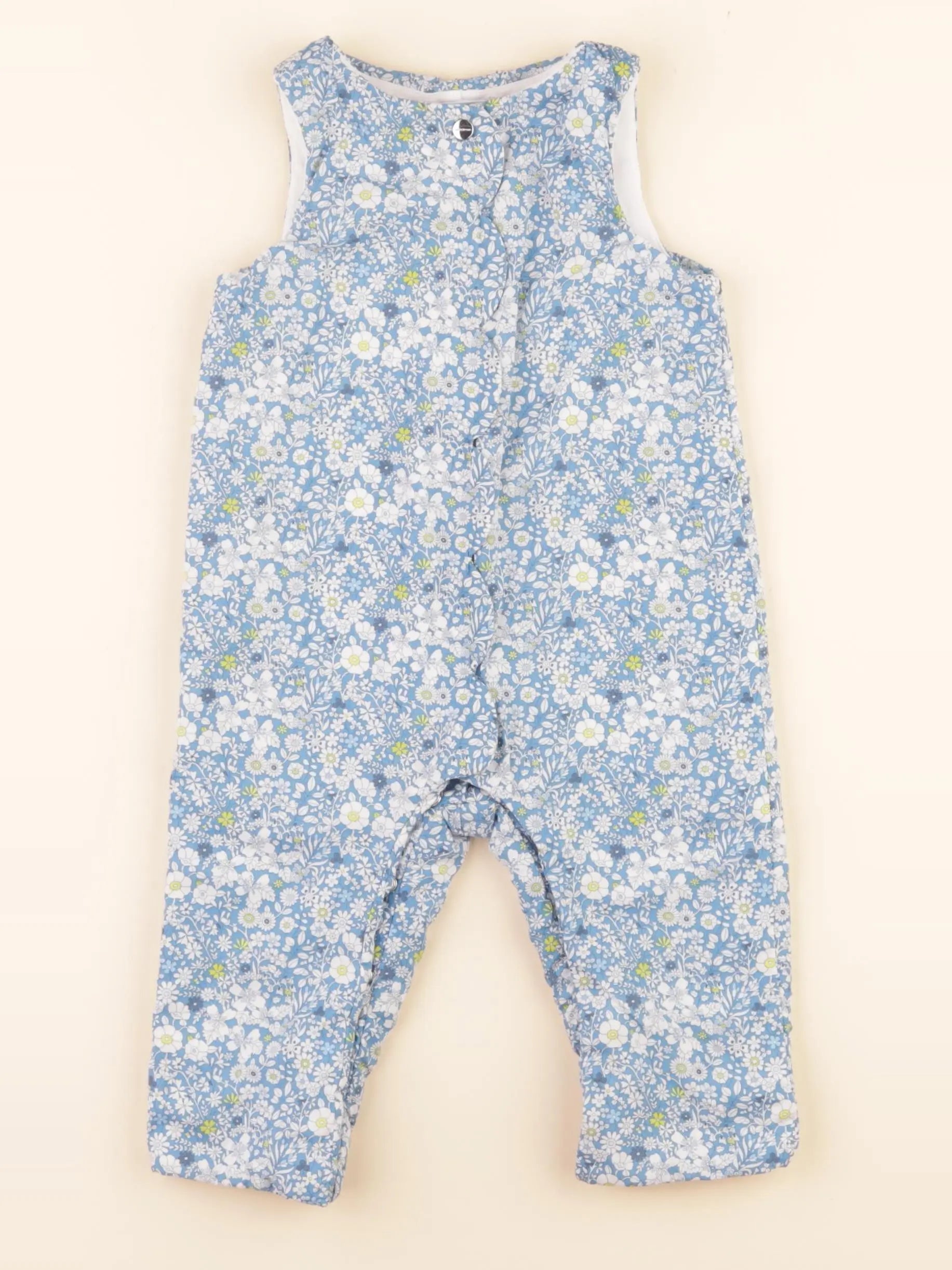 Jacadi - combinaison doublé, liberty bleu - 12 mois