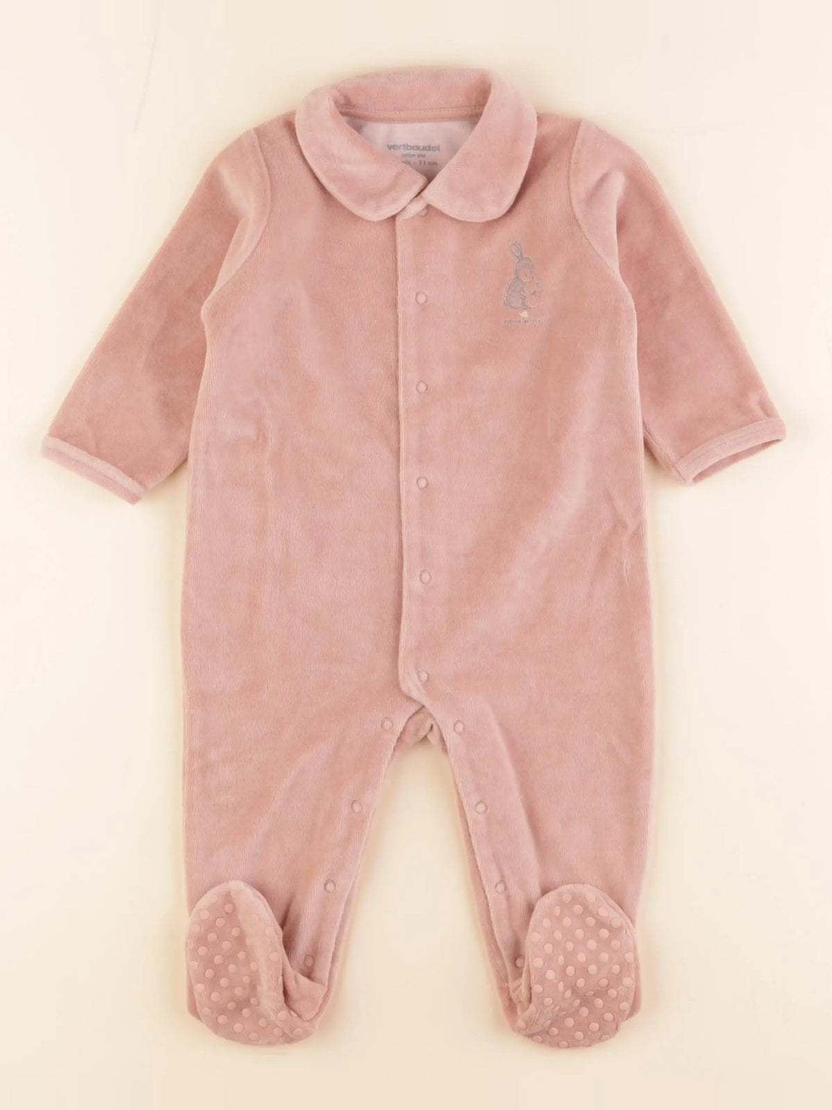 Vertbaudet - pyjama velours rose - 9 mois