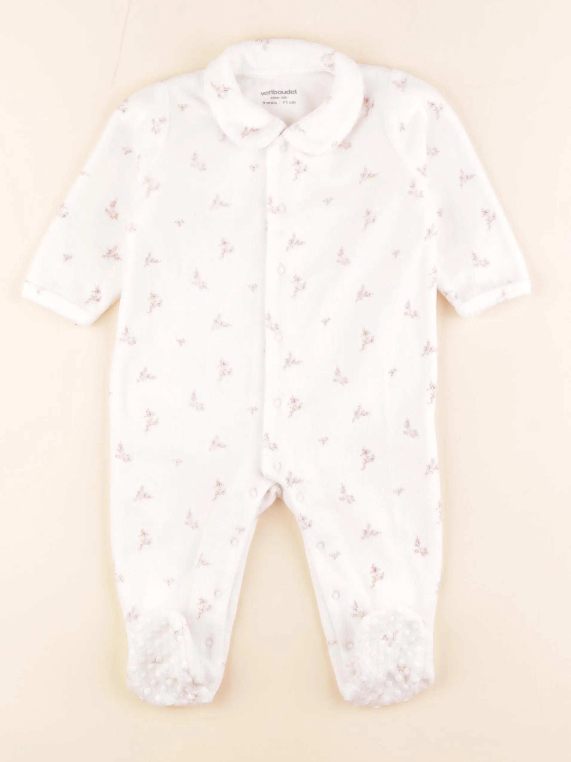 Vertbaudet - pyjama velours blanc - 9 mois