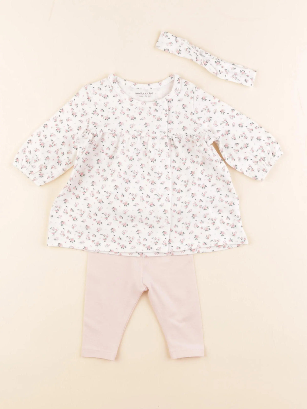 Vertbaudet - ensemble rose - 1 mois