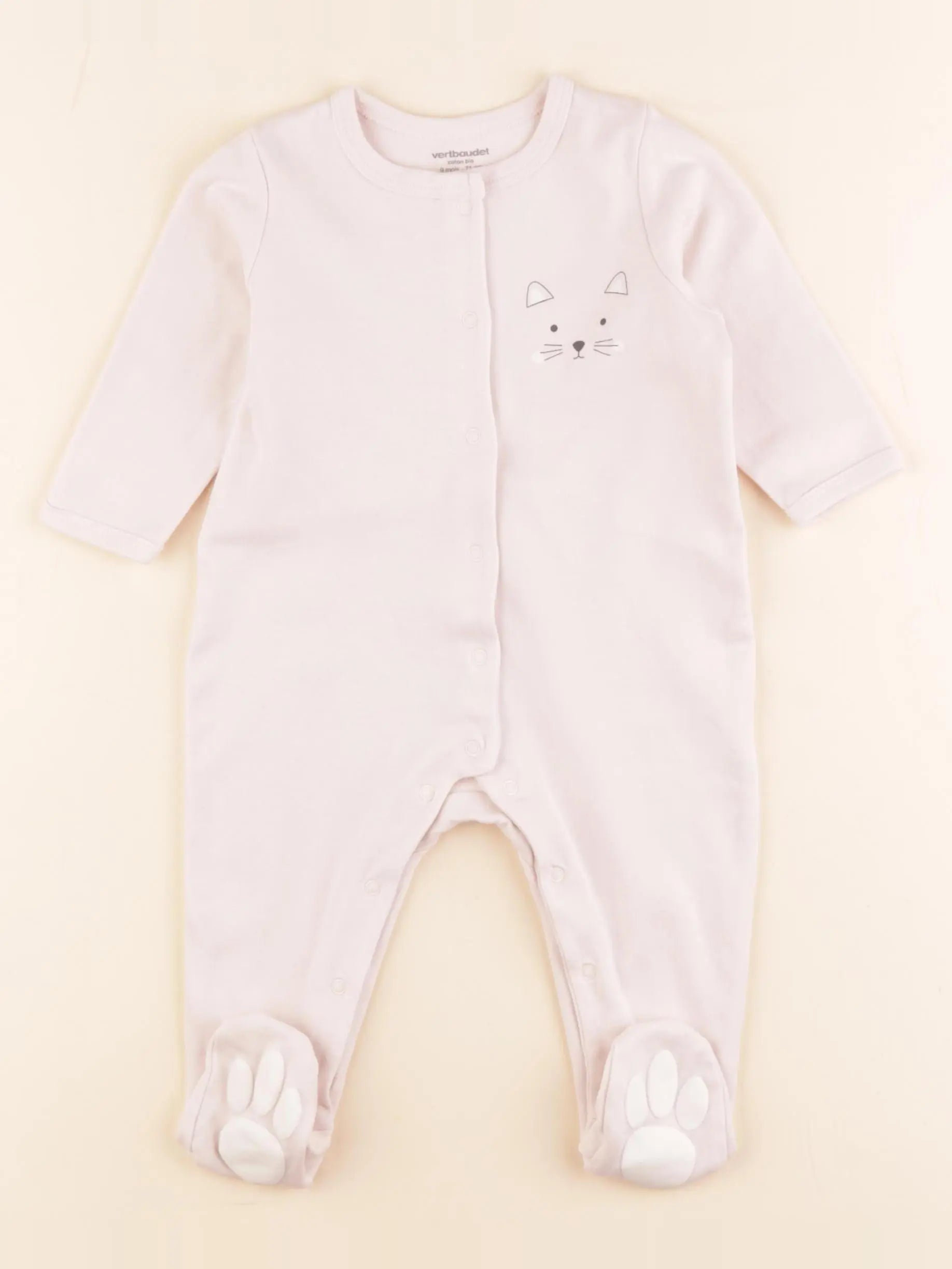 Vertbaudet - pyjama coton rose - 9 mois