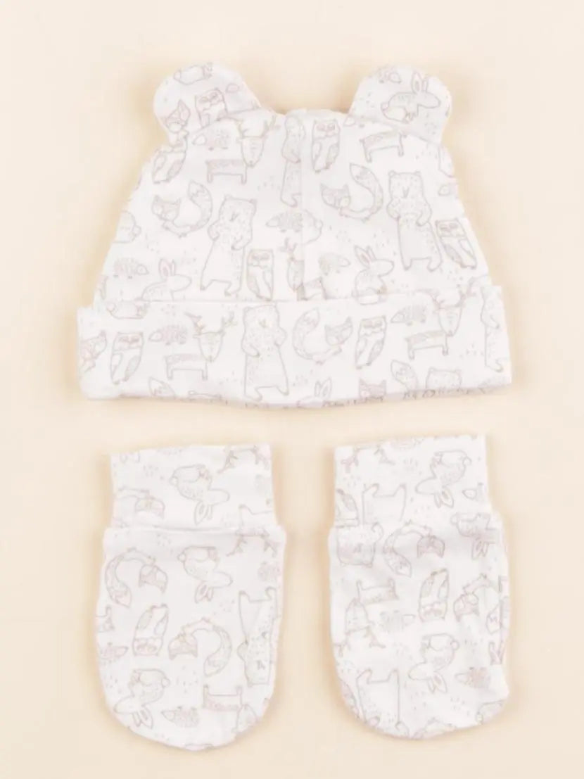 Vertbaudet - ensemble bonnet/moufles blanc - 3/6 mois