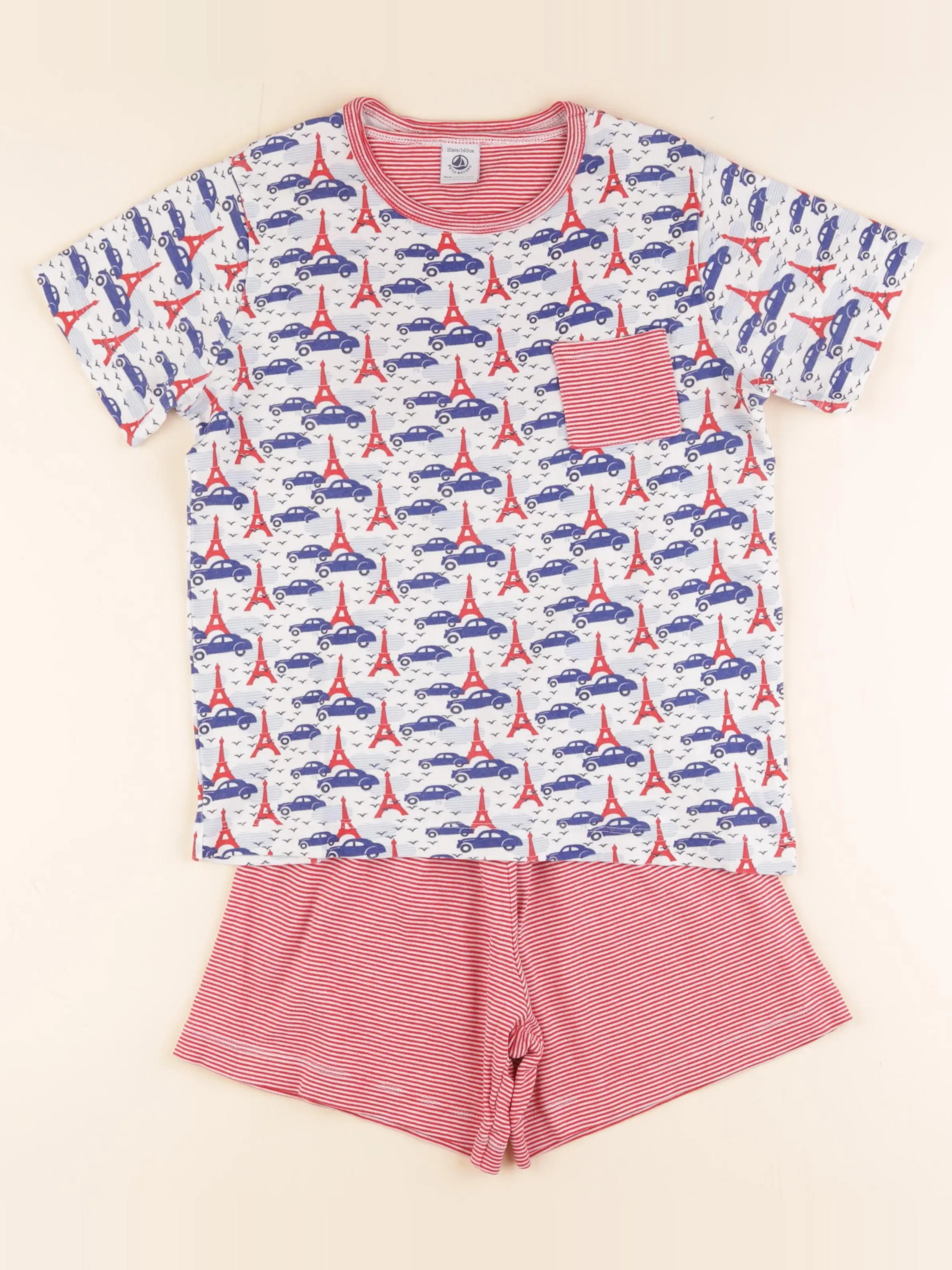 Petit Bateau - pyjama coton rouge - 10 ans