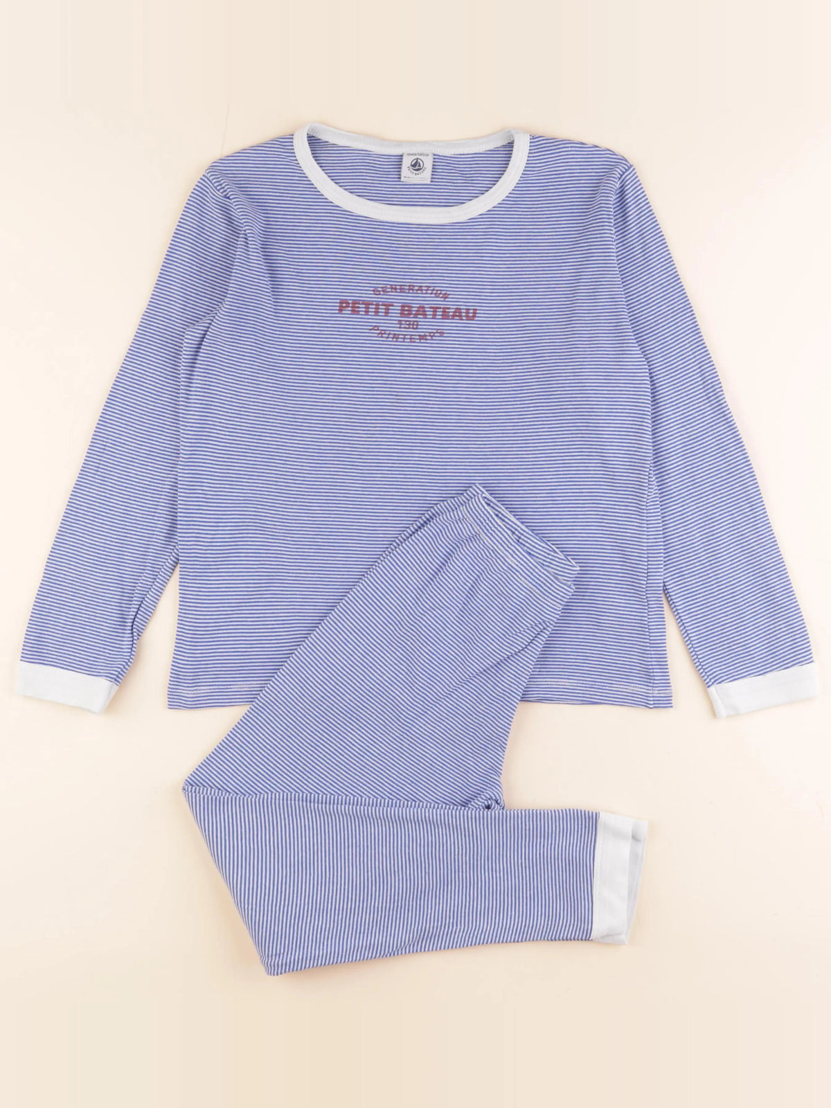 Petit Bateau - pyjama coton bleu - 10 ans