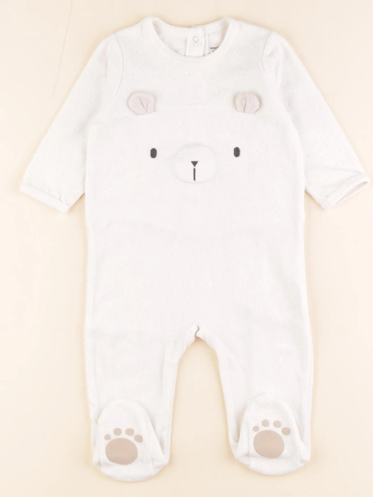 Vertbaudet - pyjama velours blanc - 9 mois
