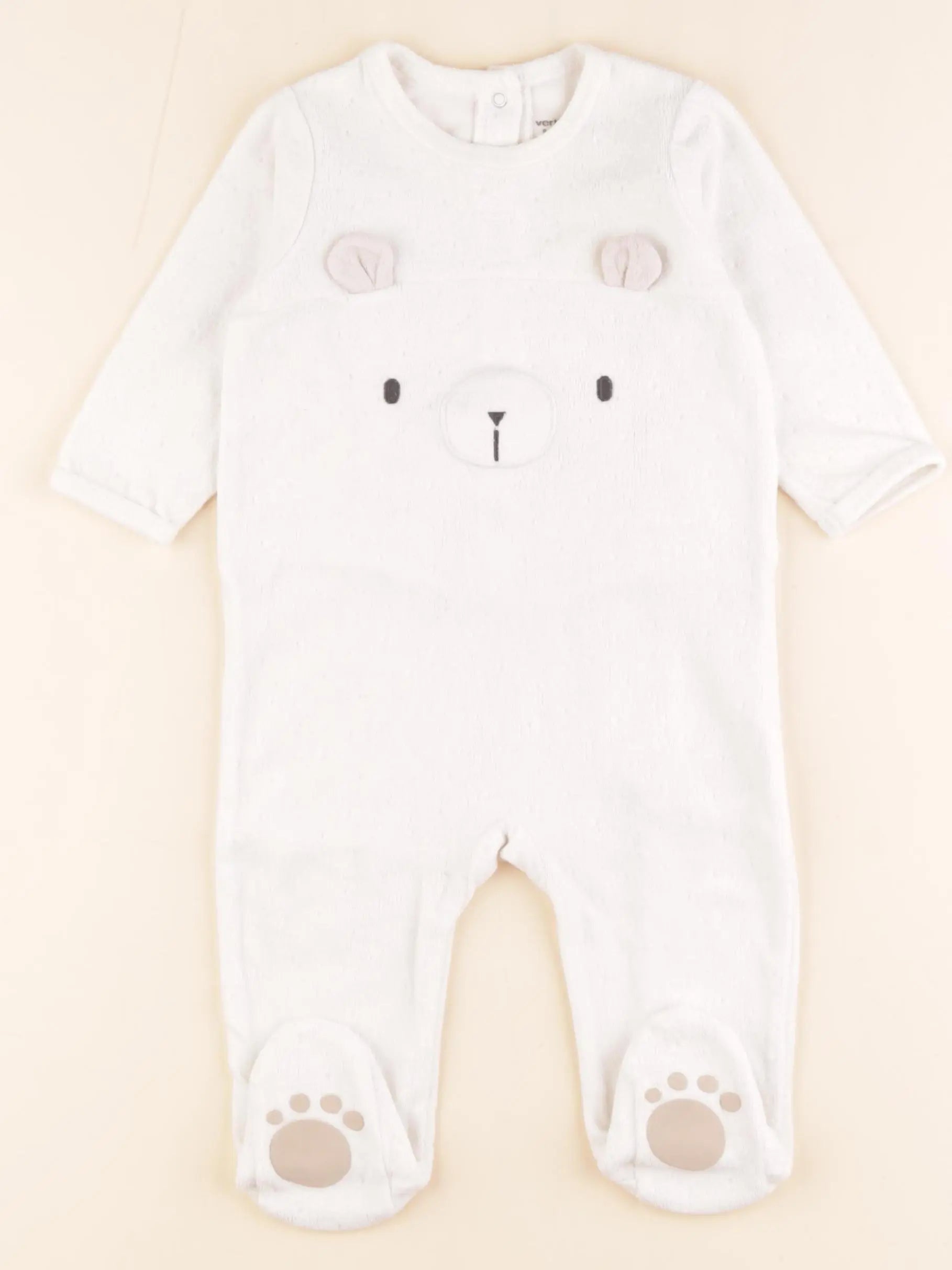 Vertbaudet - pyjama velours blanc - 9 mois