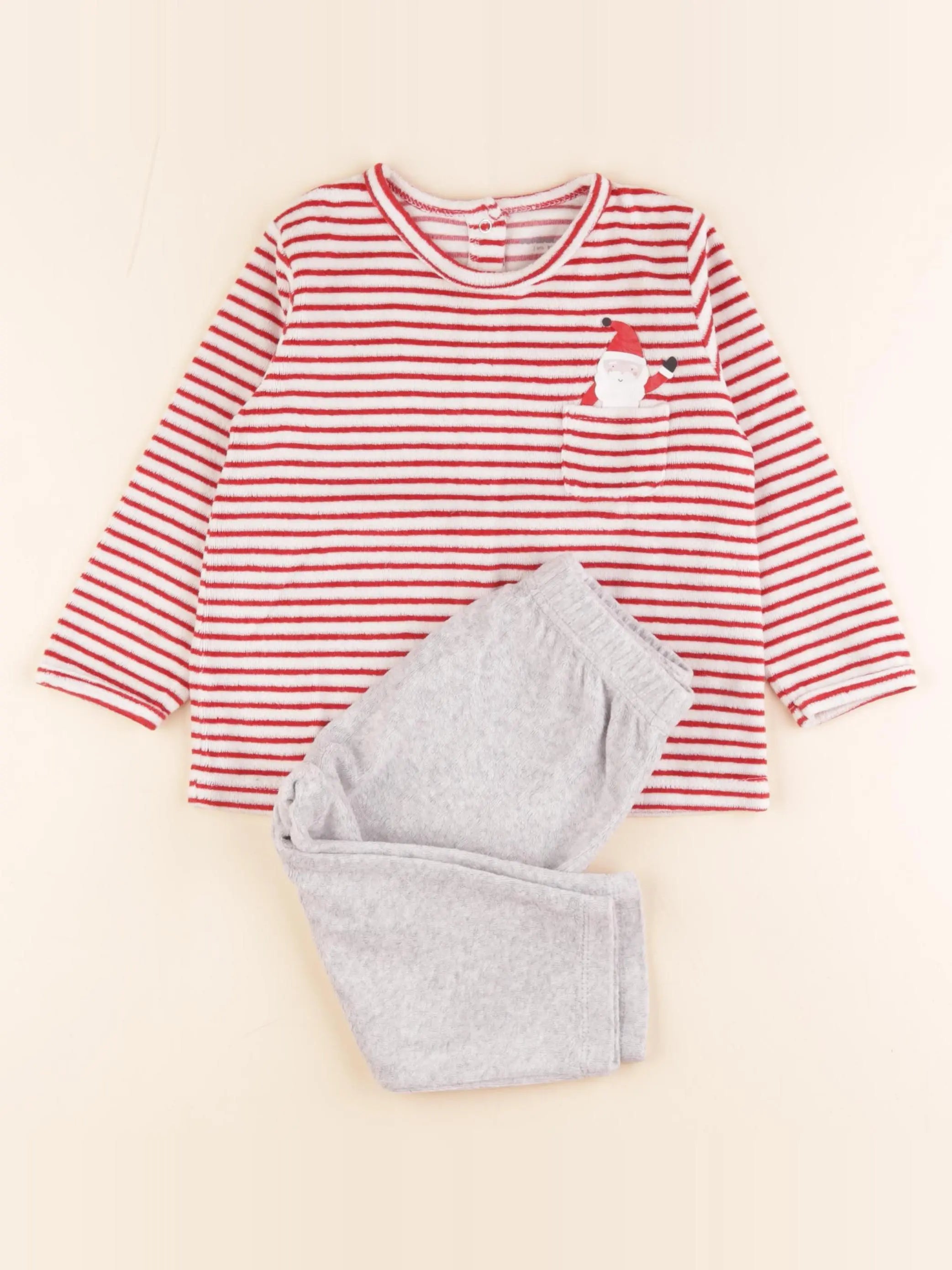Vertbaudet - pyjama velours gris - 2 ans