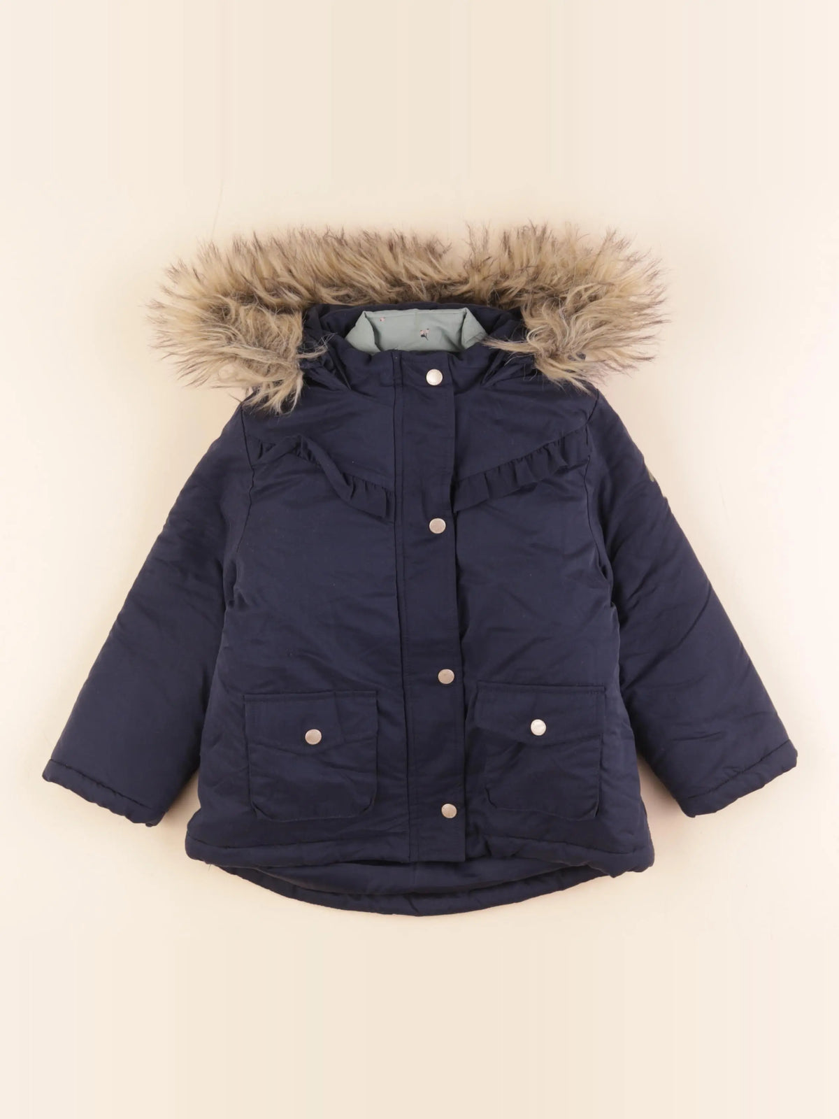 Vertbaudet - manteau doublure amovible bleu - 3 ans