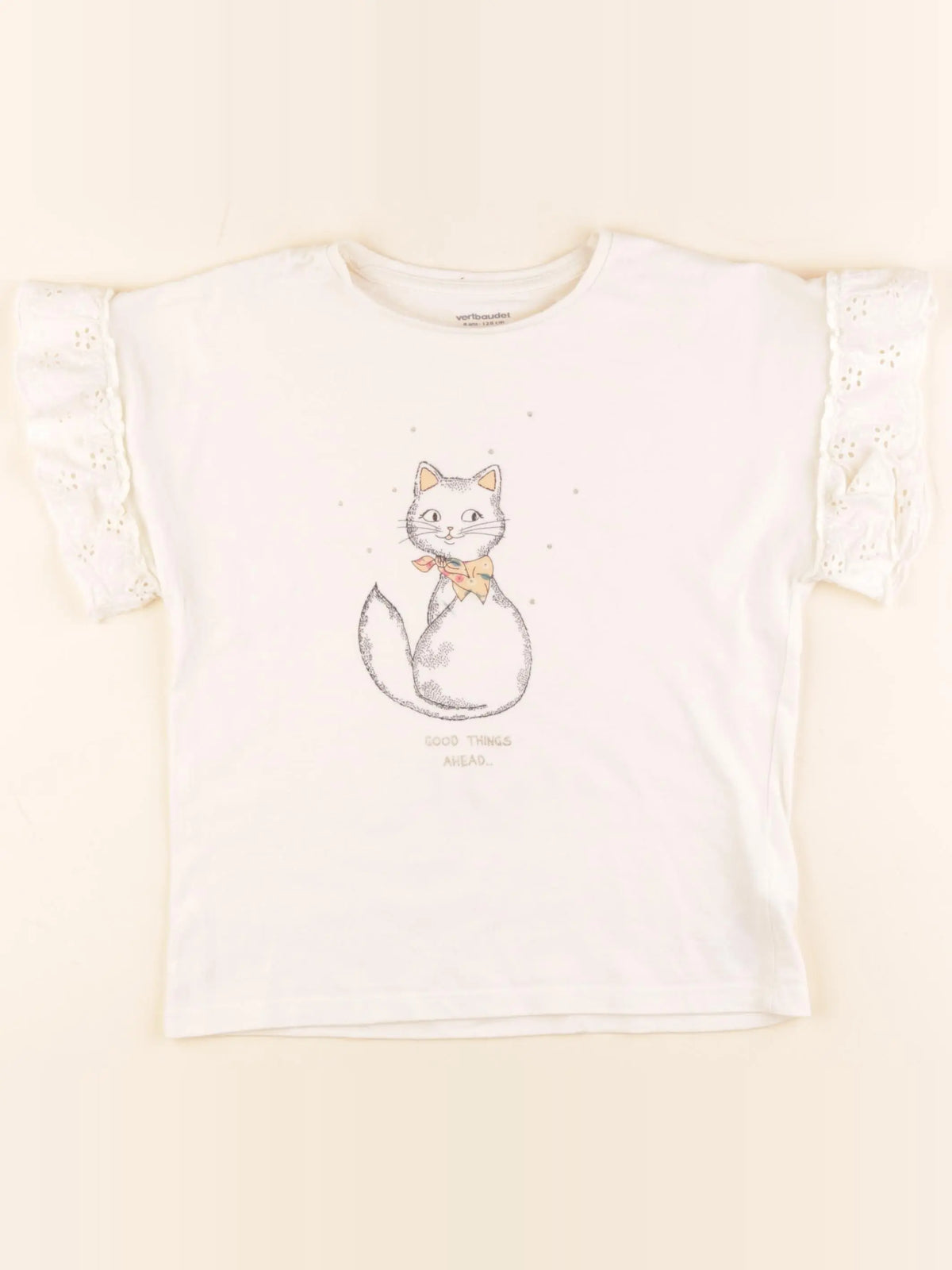 Vertbaudet - tee-shirt beige - 8 ans