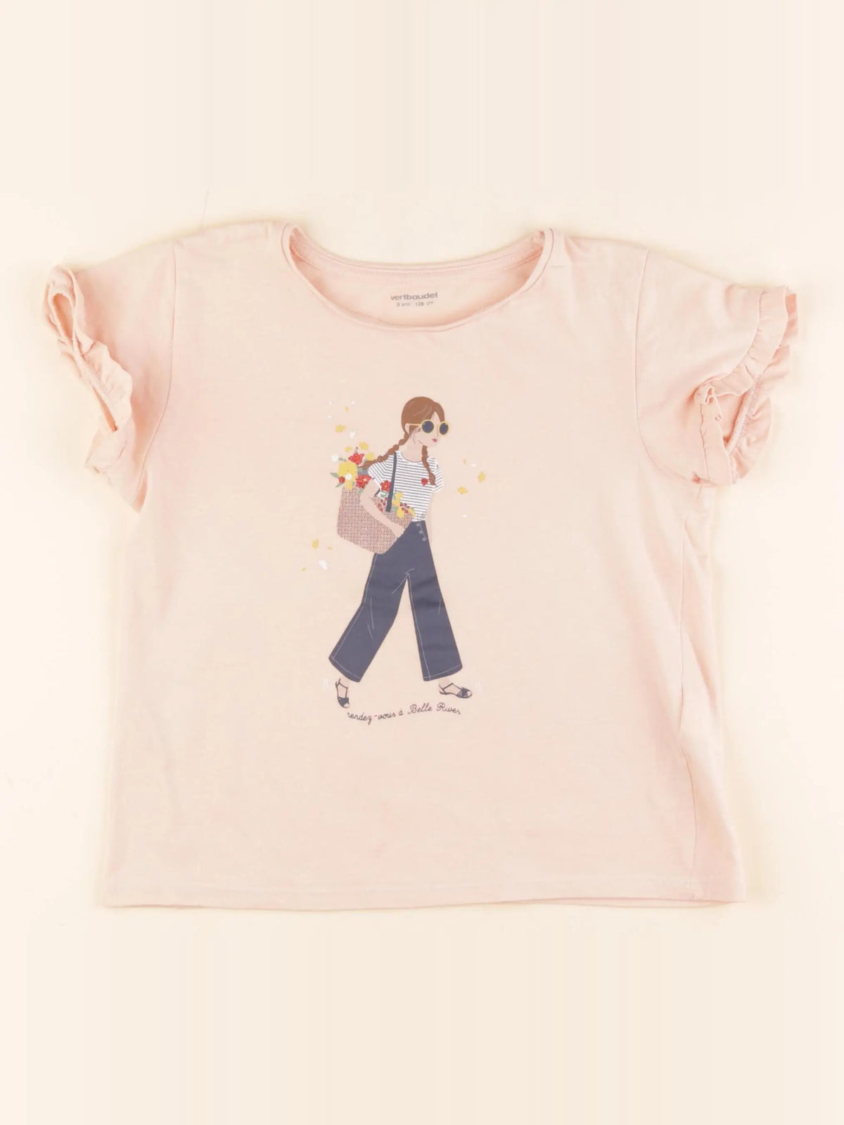 Vertbaudet - tee-shirt rose - 8 ans