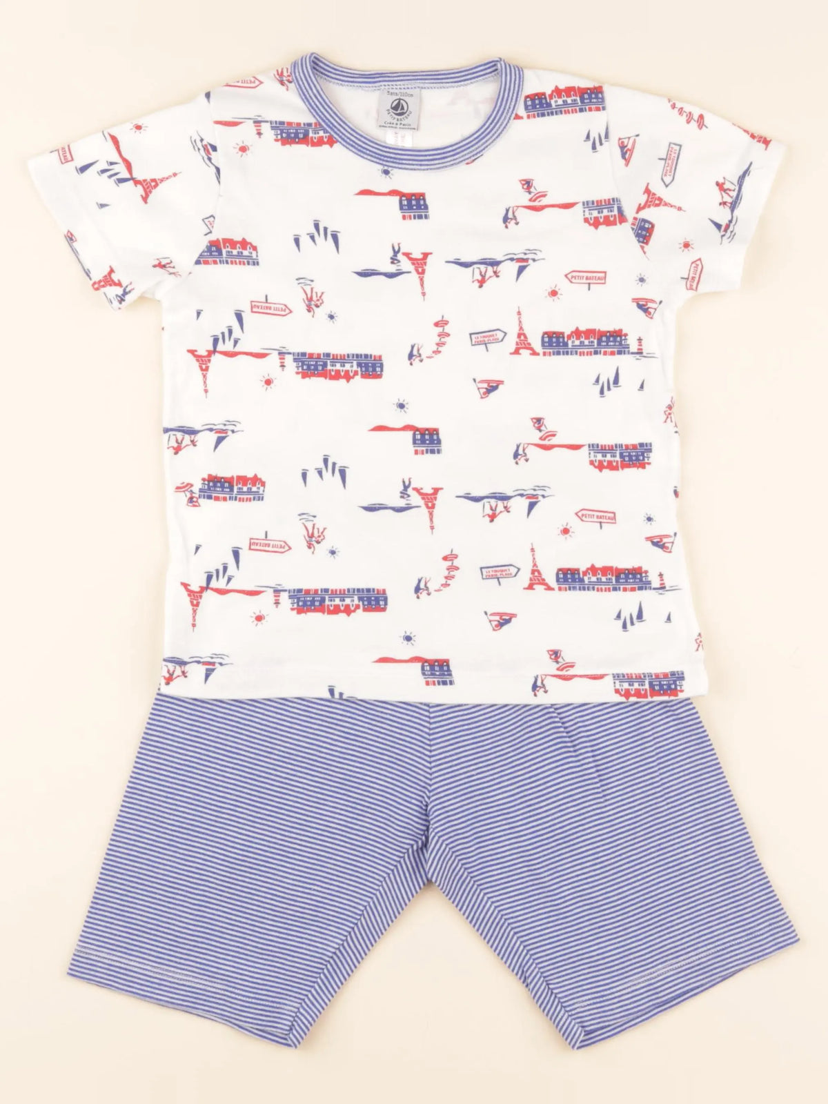 Pyjama coton bleu, blanc