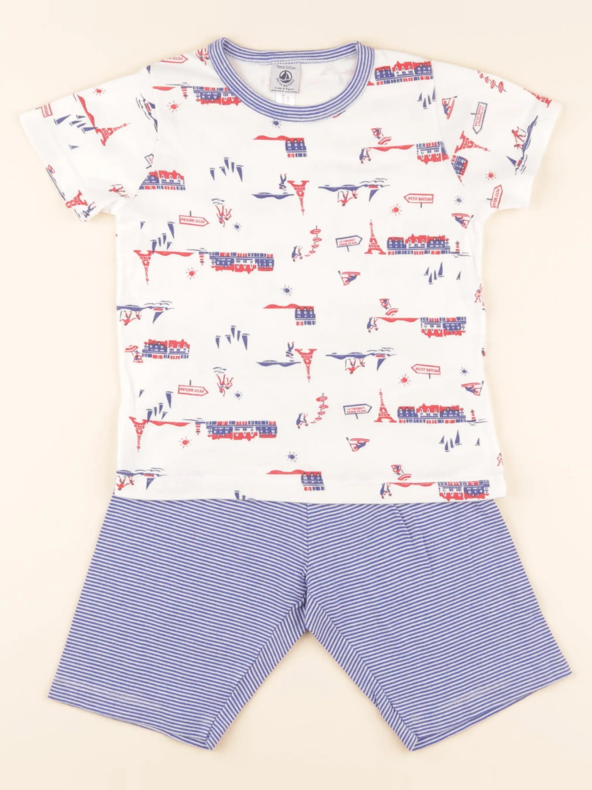 Pyjama coton bleu, blanc