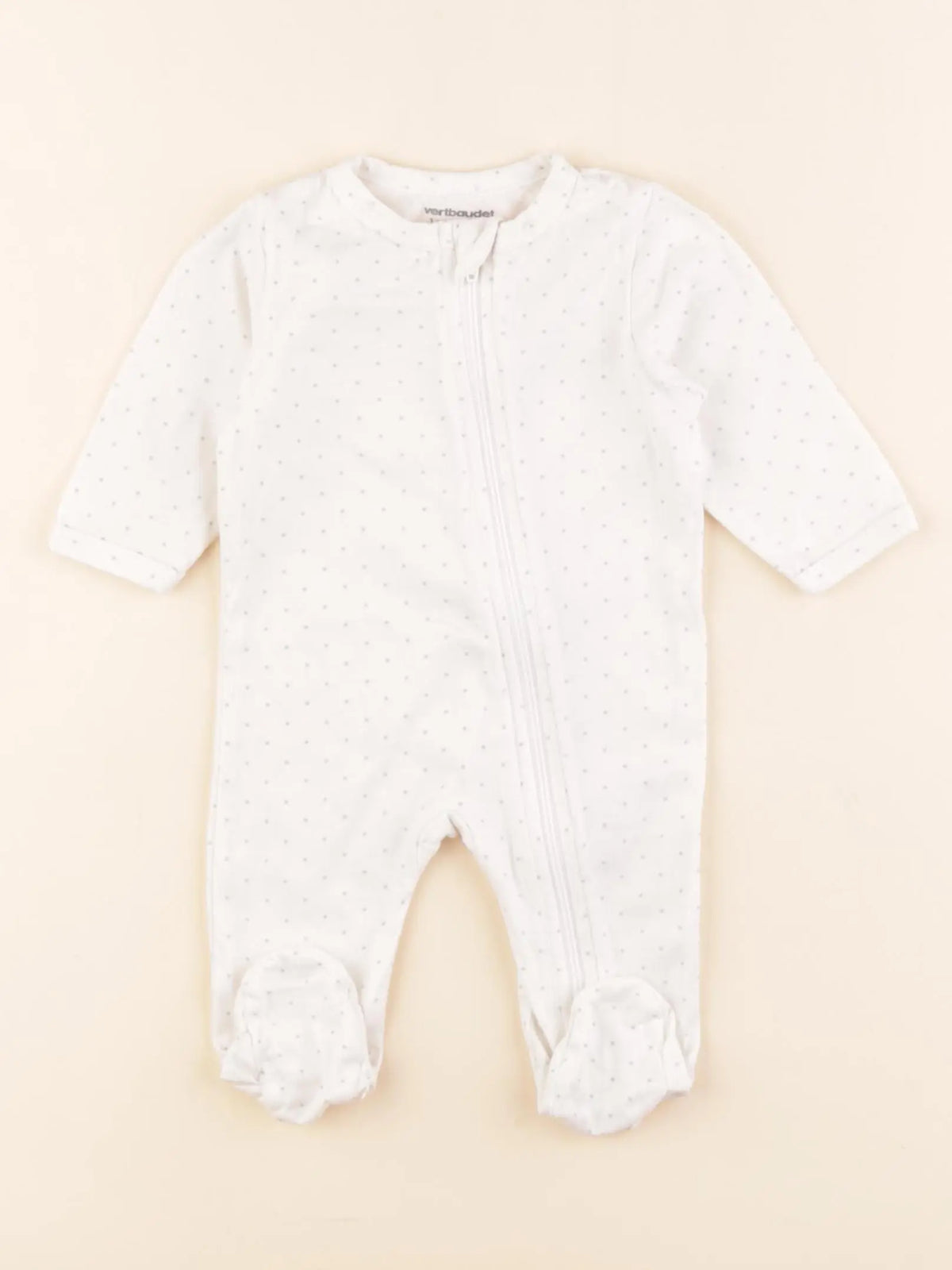 Vertbaudet - pyjama coton blanc, bleu - 1 mois