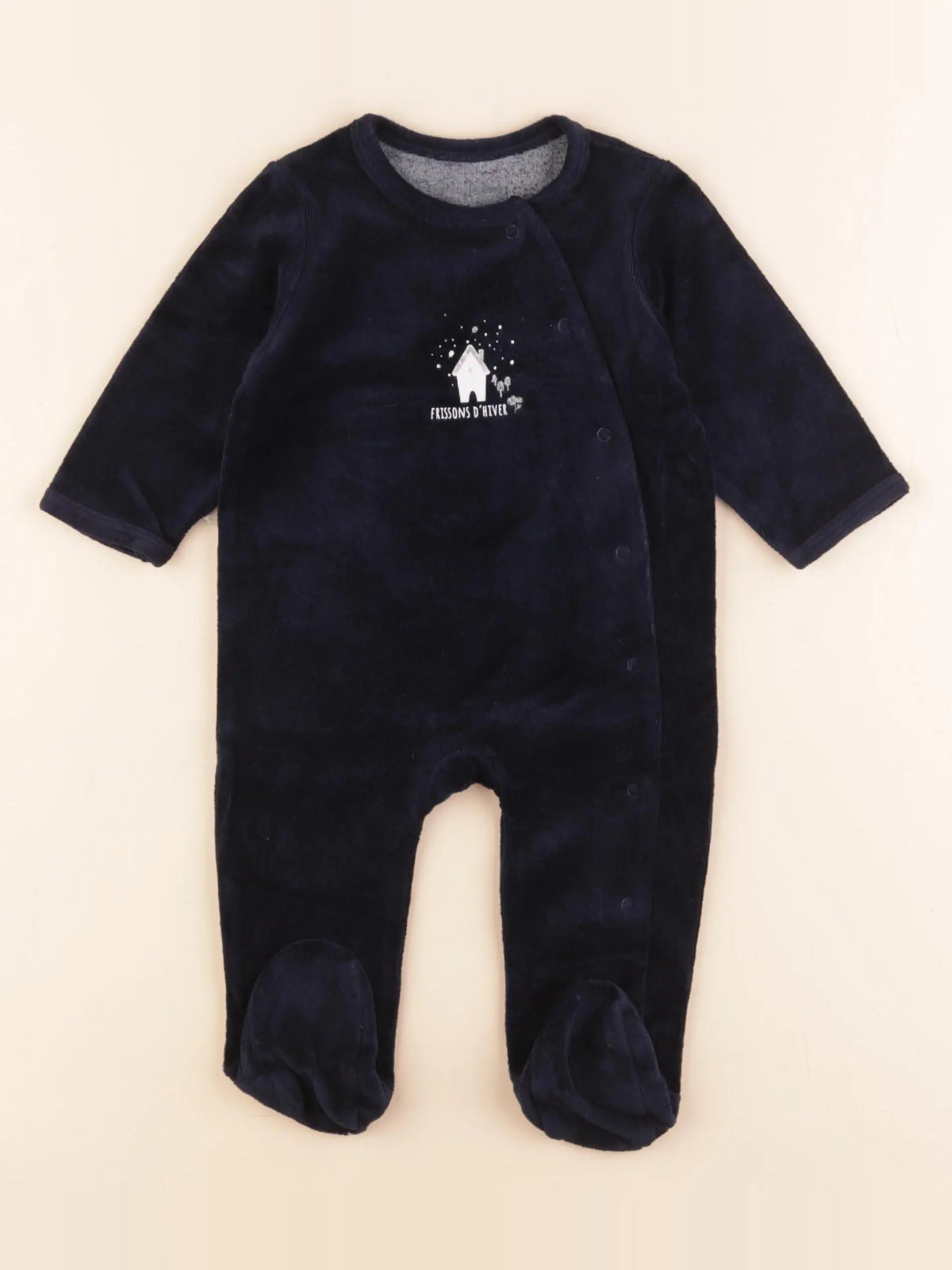Vertbaudet - pyjama velours bleu - 6 mois