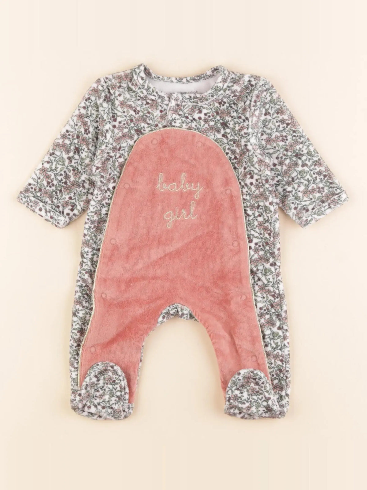 Vertbaudet - pyjama velours multicolore - 1 mois