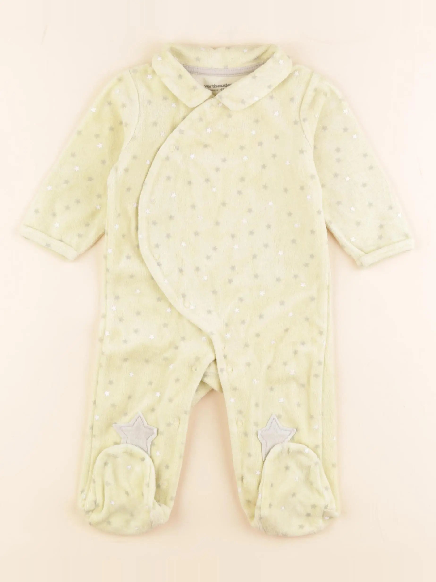 Vertbaudet - pyjama velours jaune - 6 mois