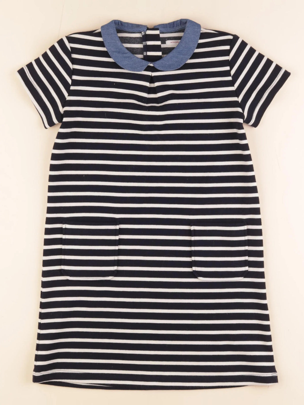 Monoprix - robe blanc, bleu - 8 ans
