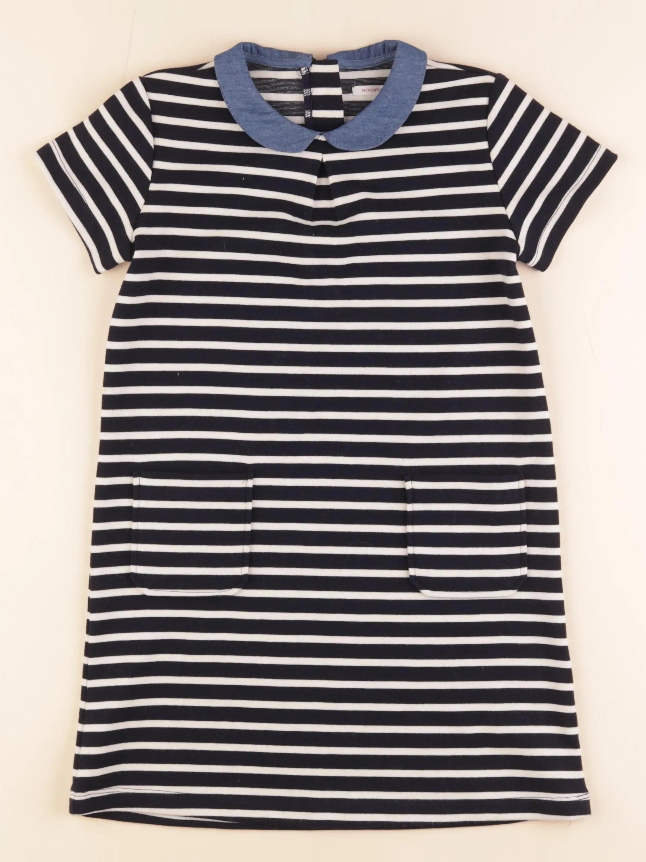 Monoprix - robe blanc, bleu - 8 ans