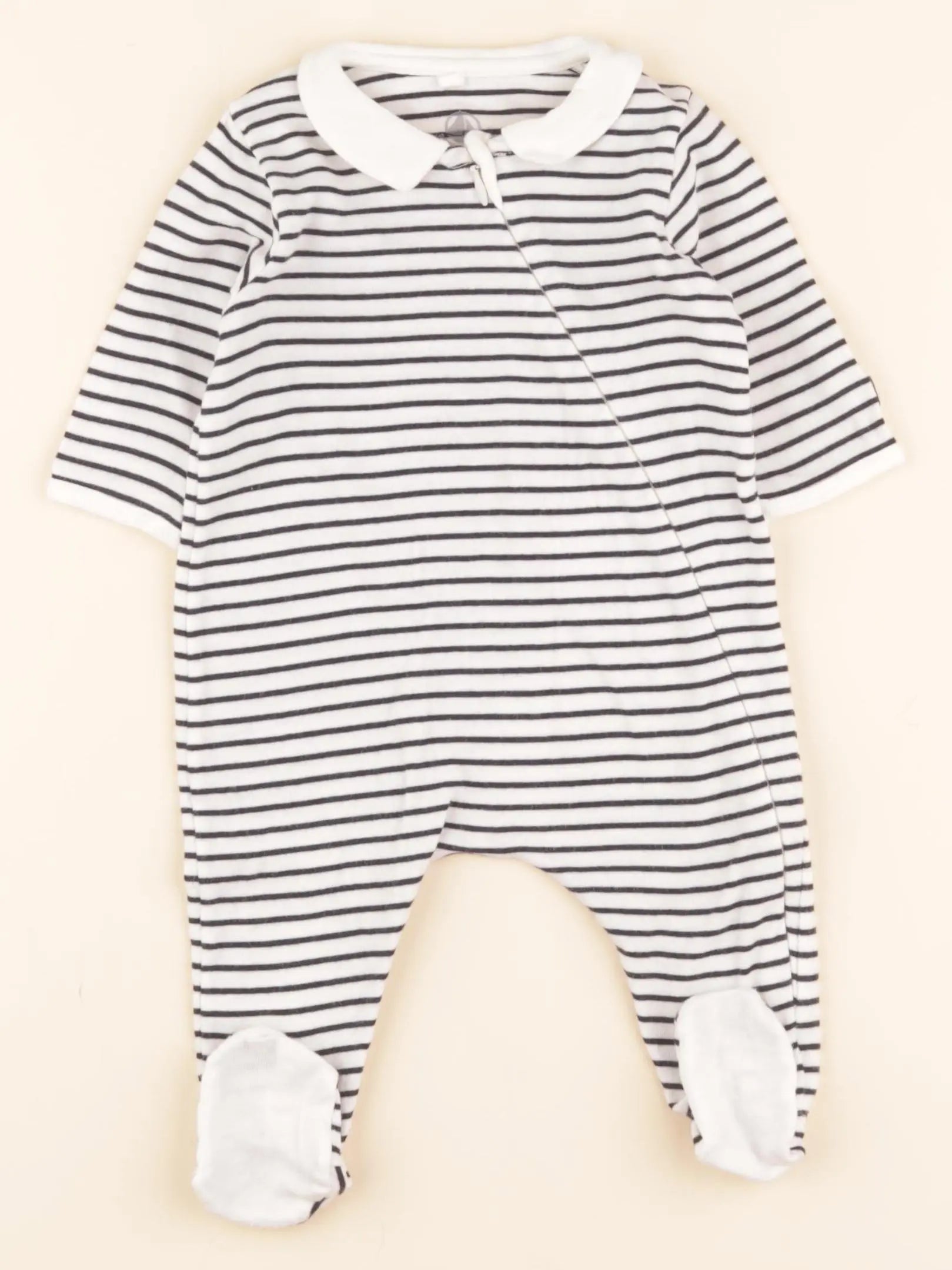 Pyjama coton blanc, bleu