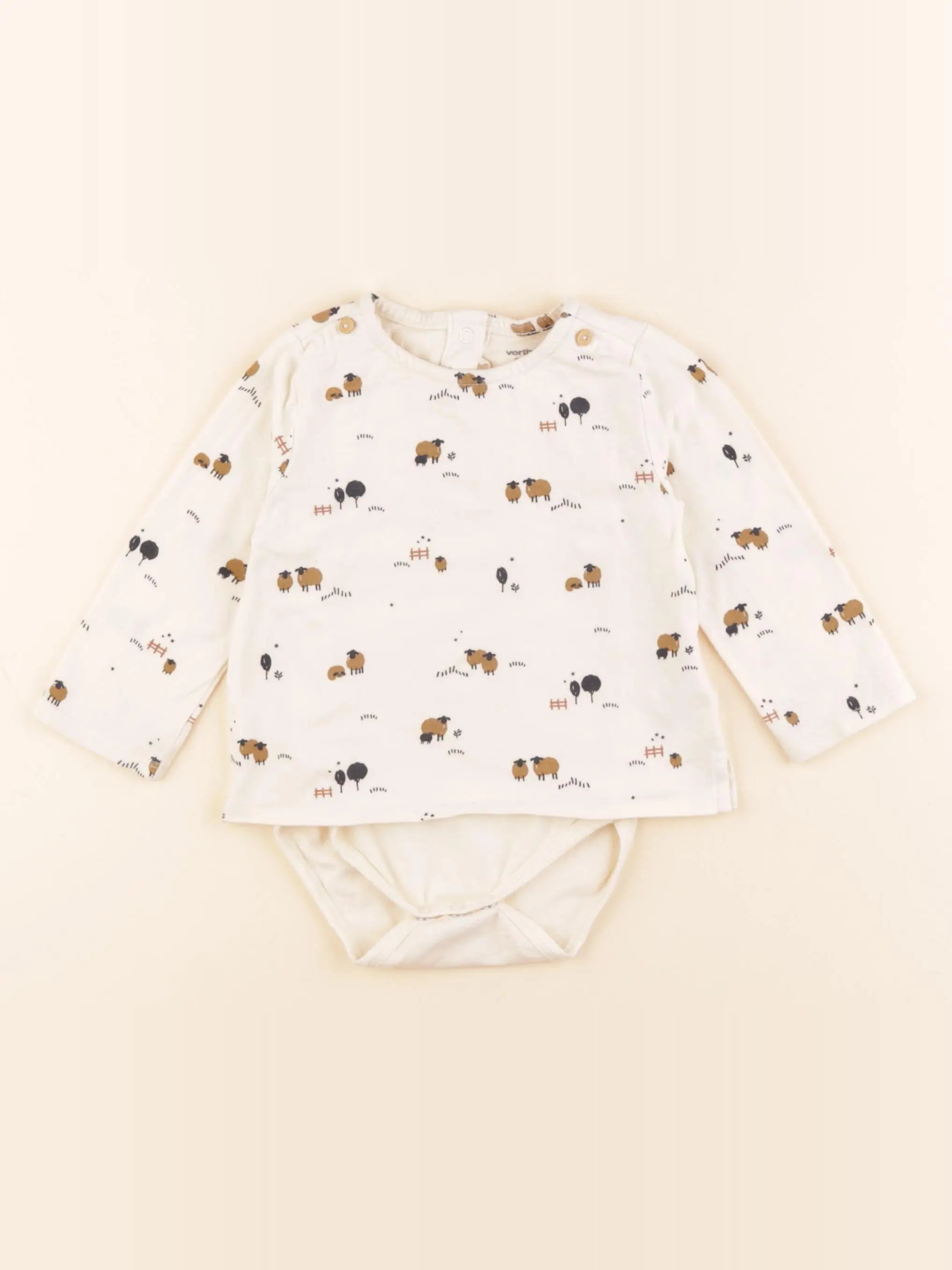 Vertbaudet - body tee-shirt marron - 9 mois