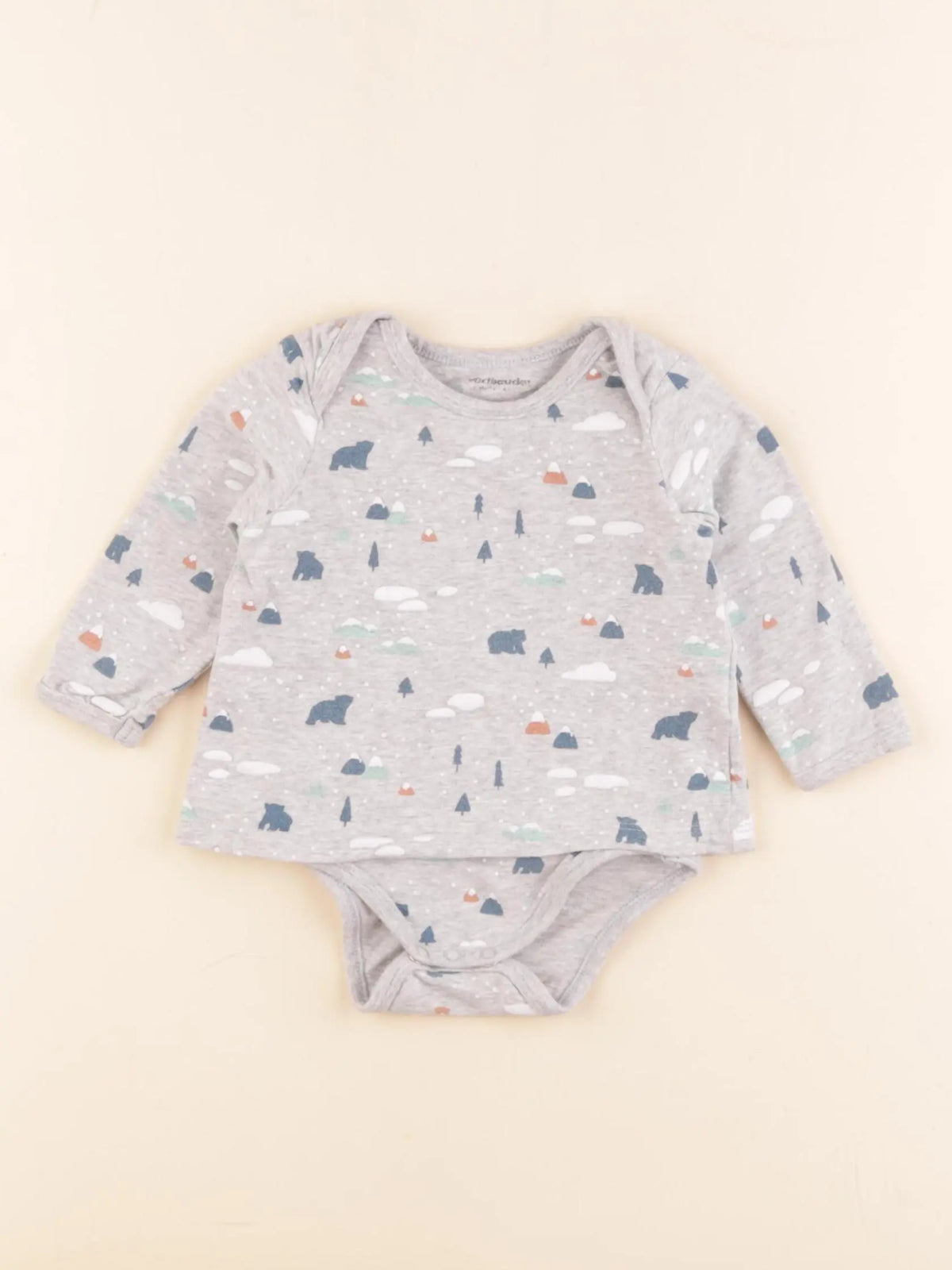 Vertbaudet - body tee-shirt gris - 3 mois