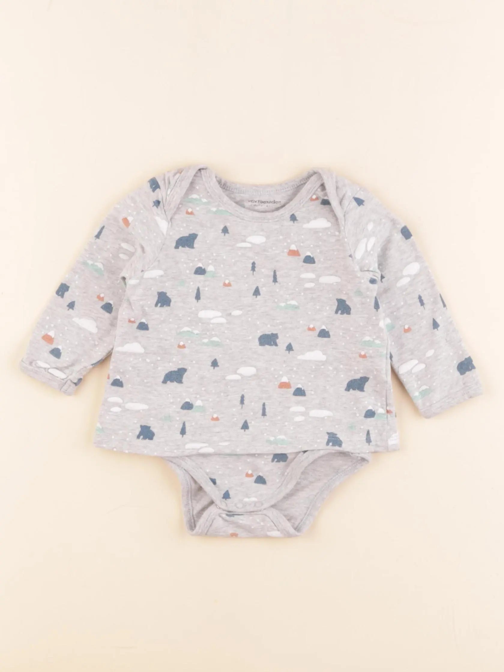 Vertbaudet - body tee-shirt gris - 3 mois
