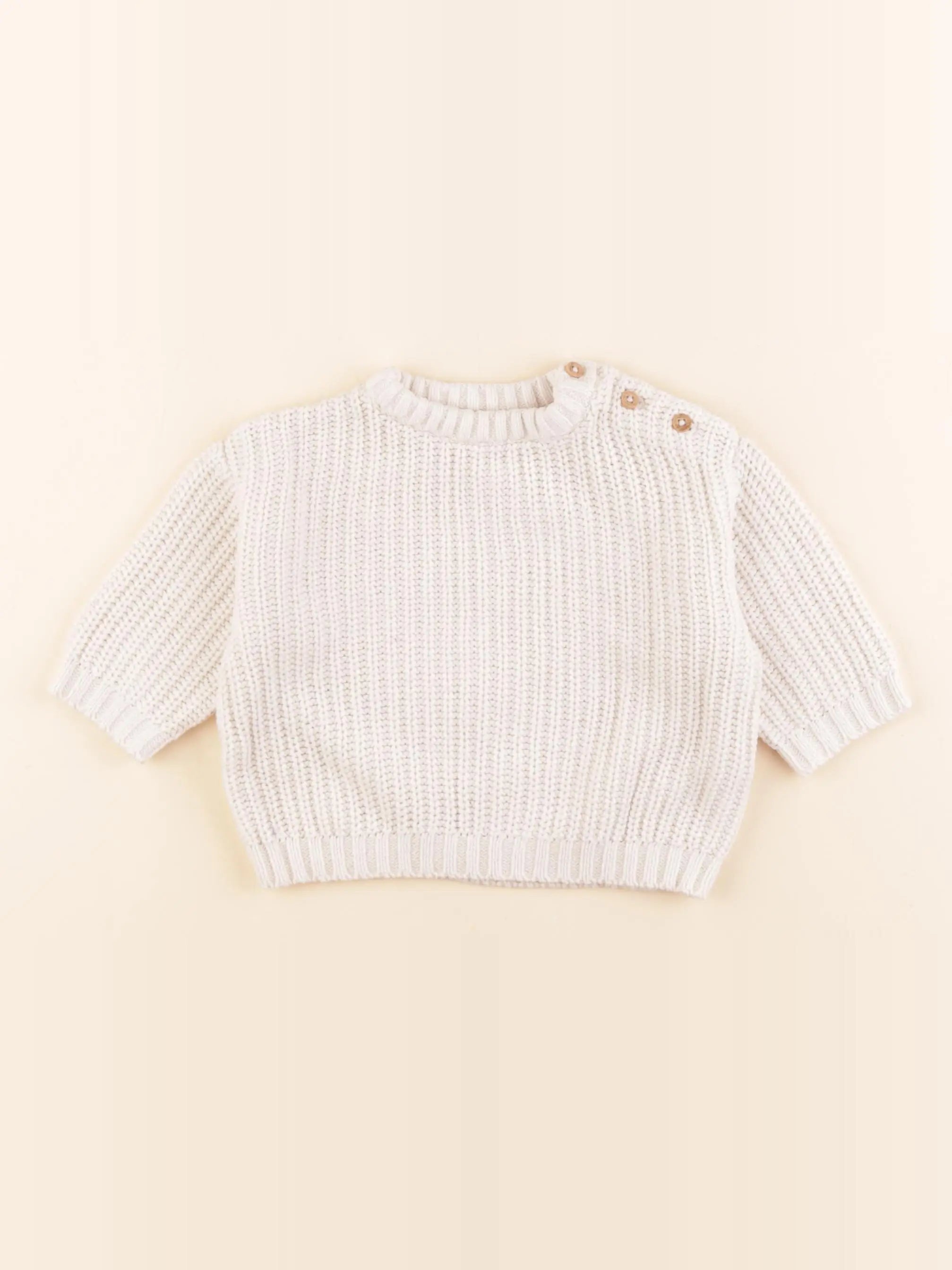 Vertbaudet - pull beige - 6 mois