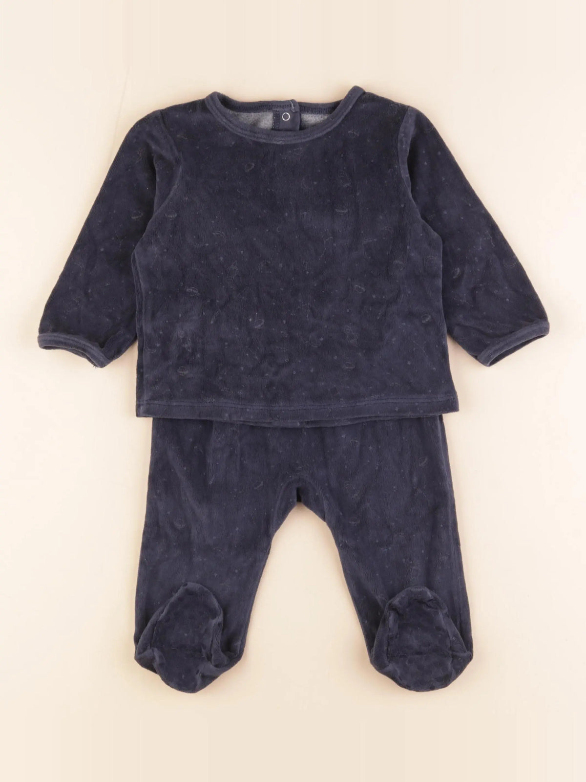 Vertbaudet - pyjama velours bleu - 12 mois