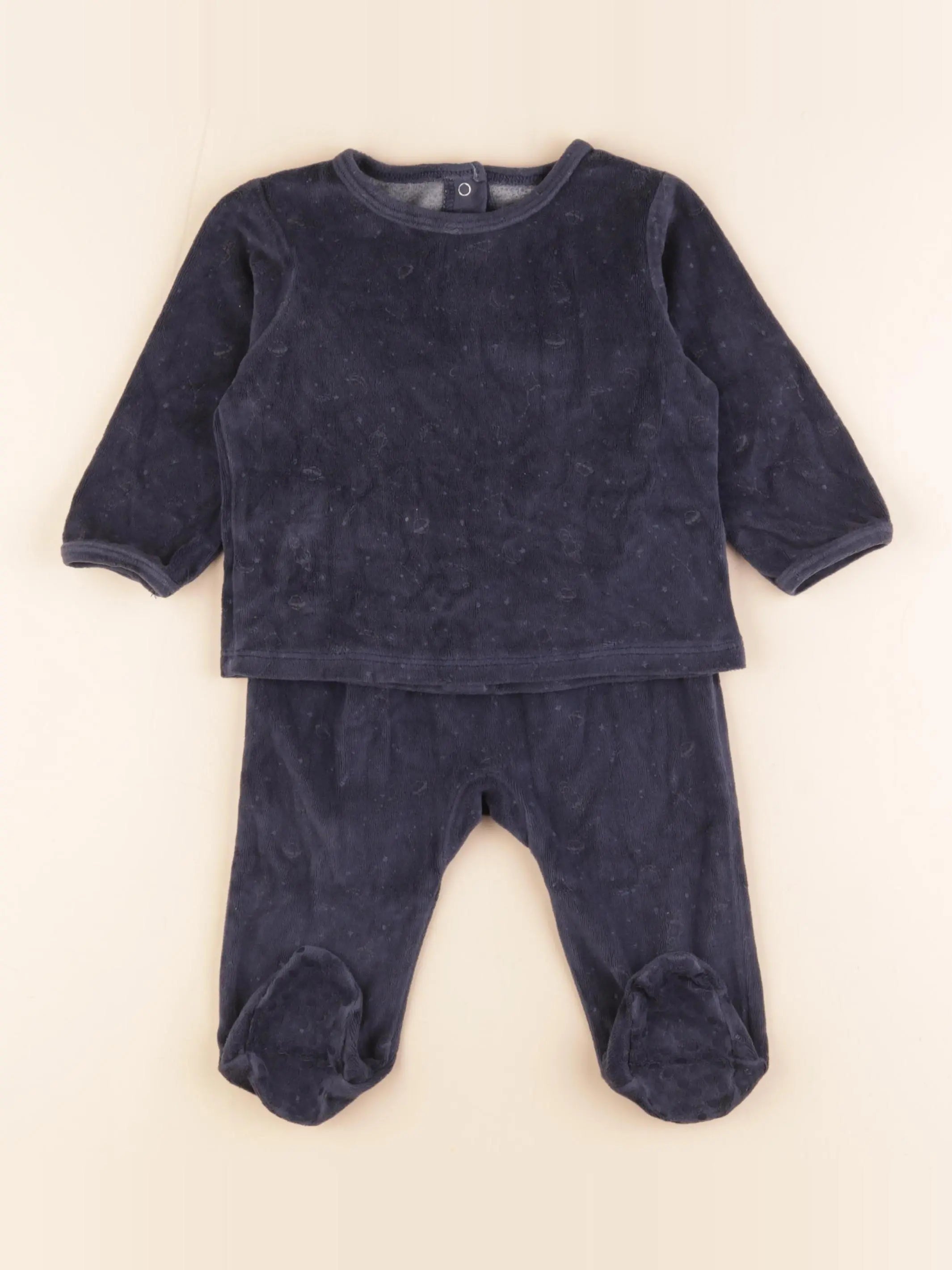 Vertbaudet - pyjama velours bleu - 12 mois