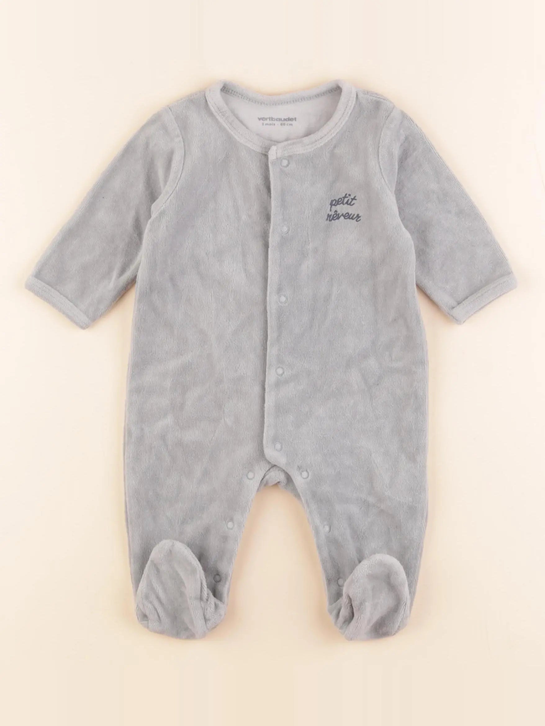 Vertbaudet - pyjama velours vert - 3 mois