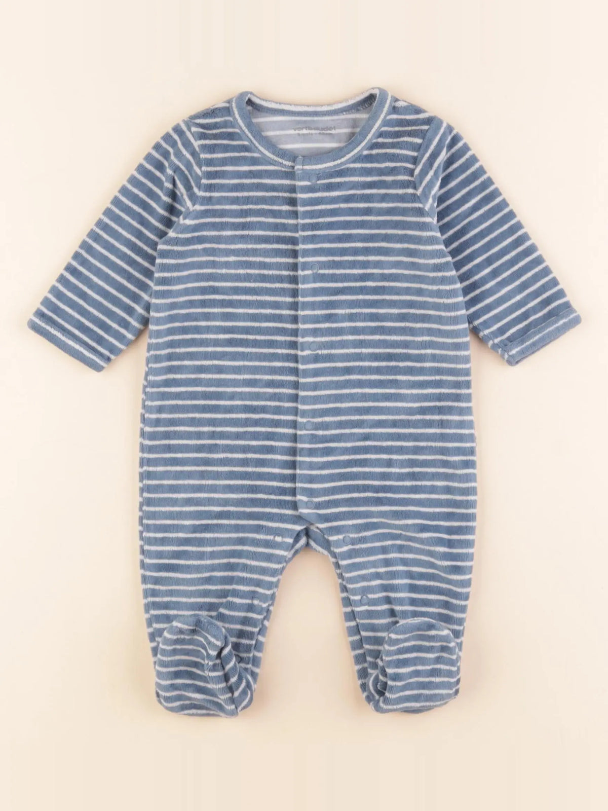 Vertbaudet - pyjama velours bleu - 3 mois
