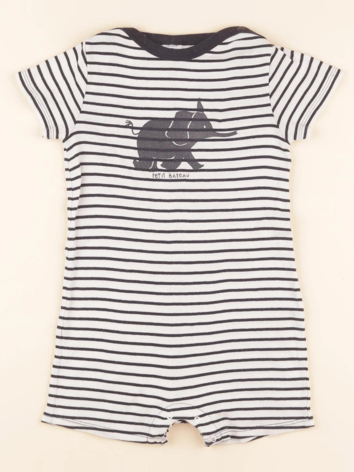 Pyjama coton bleu, beige