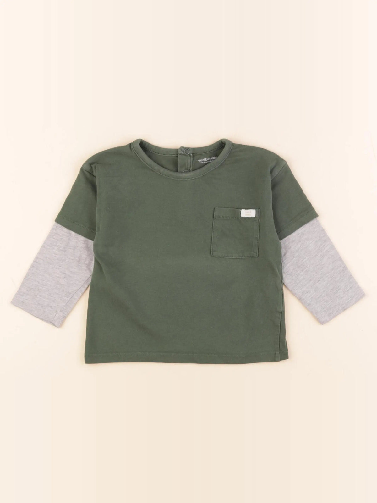 Vertbaudet - tee-shirt gris, vert - 24 mois