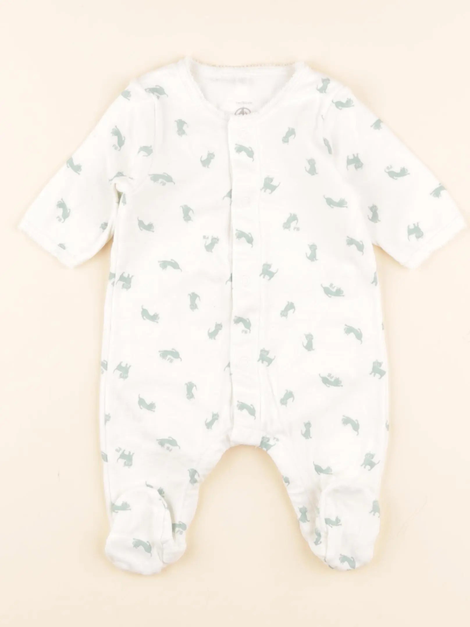 Pyjama coton blanc, vert