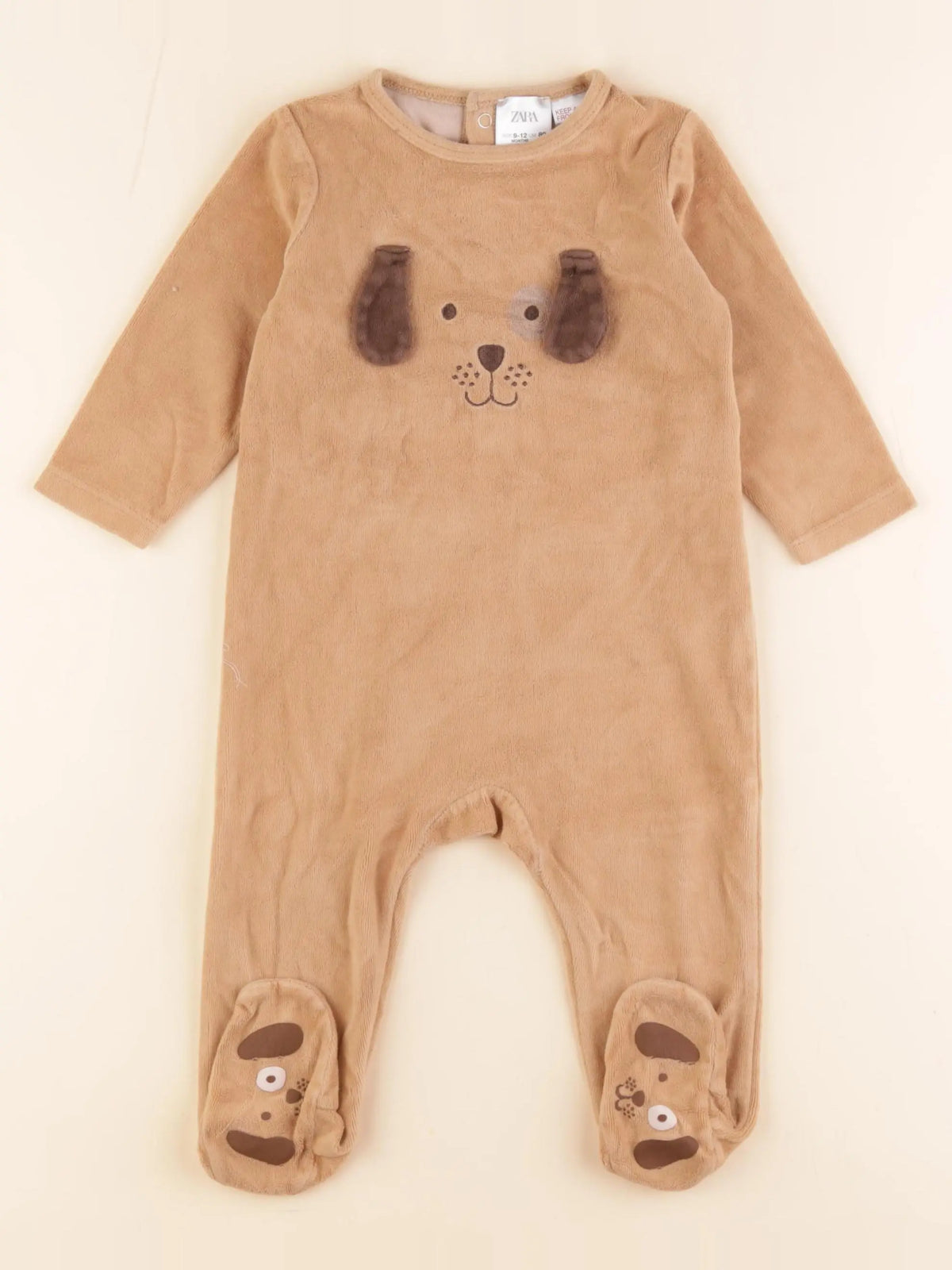 Zara - pyjama velours marron - 9/12 mois