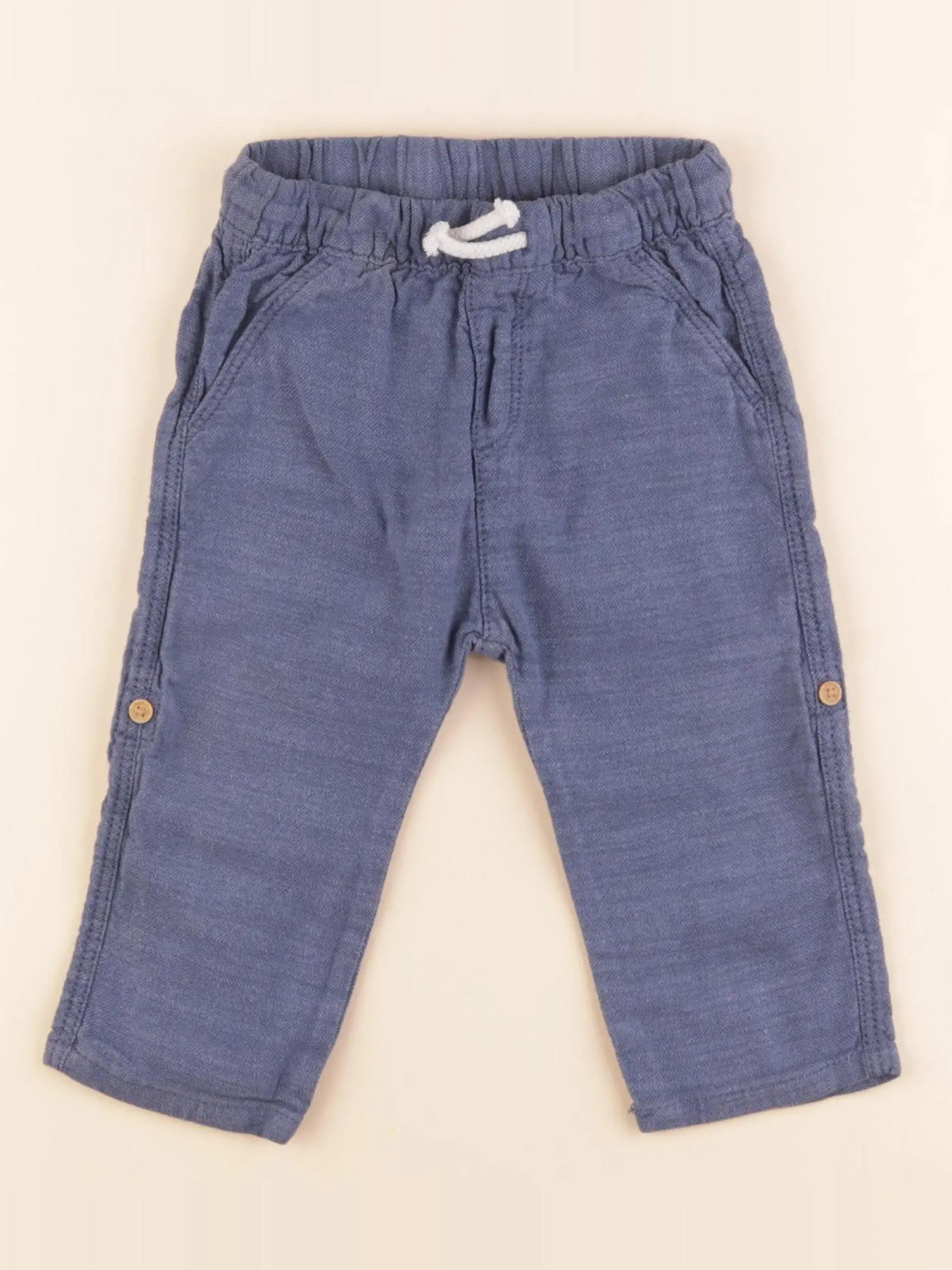 H&M - pantalon bleu - 9/12 mois