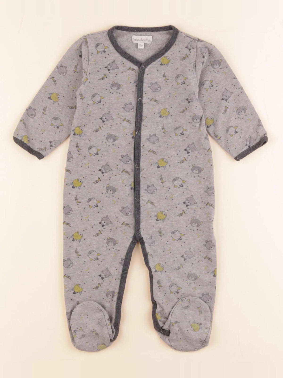 Moulin Roty - pyjama coton gris - 12 mois