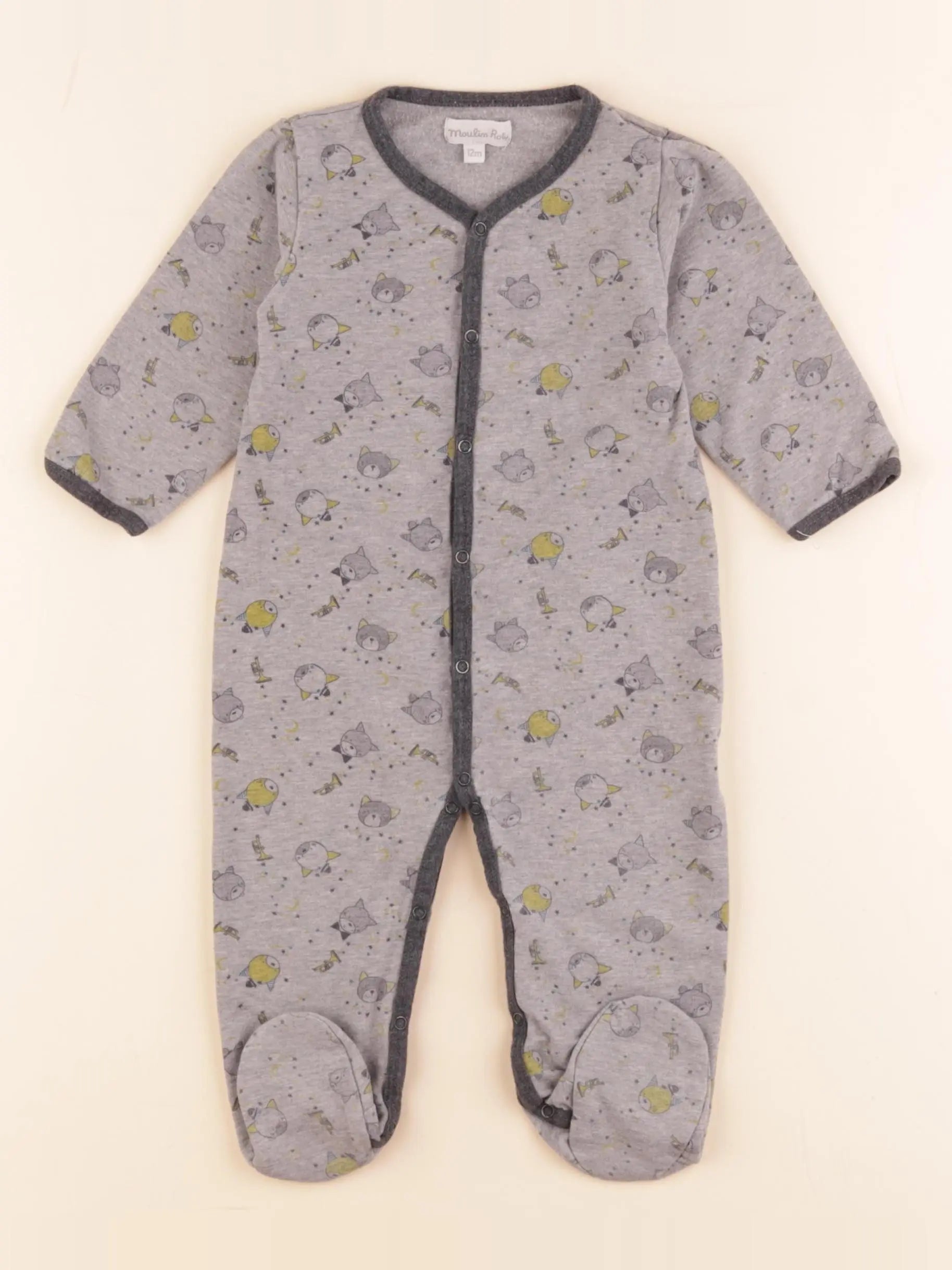 Moulin Roty - pyjama coton gris - 12 mois