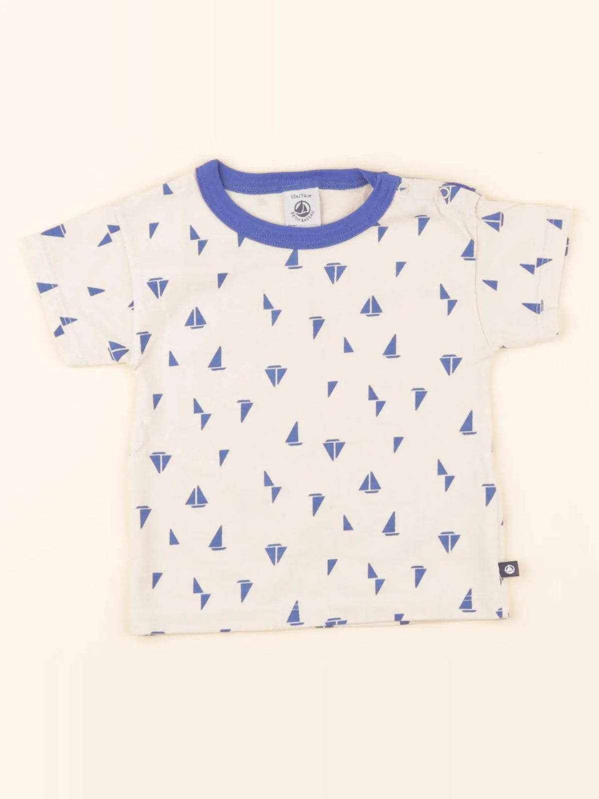 Tee-shirt beige, bleu