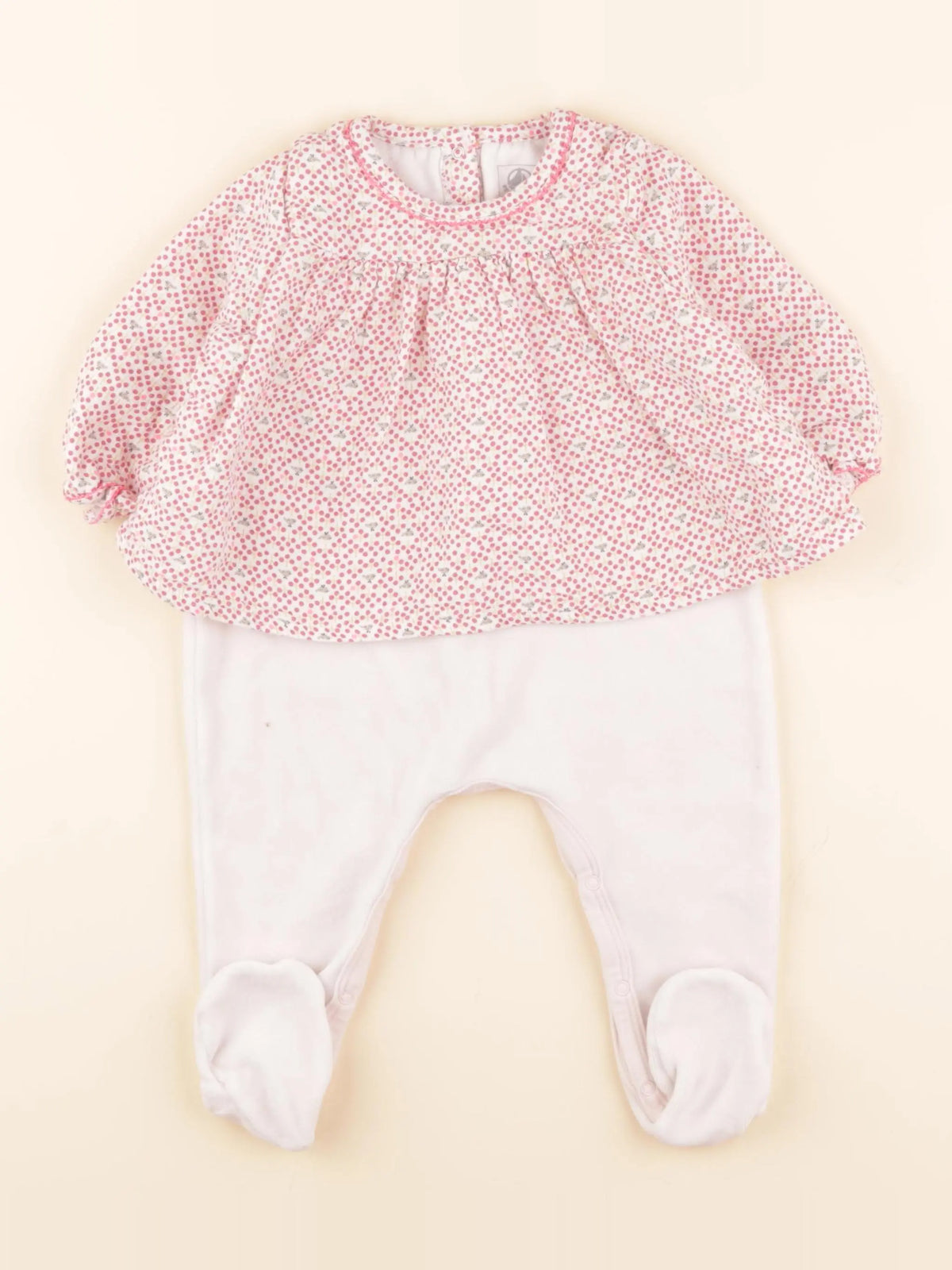 Pyjama velours beige, rose