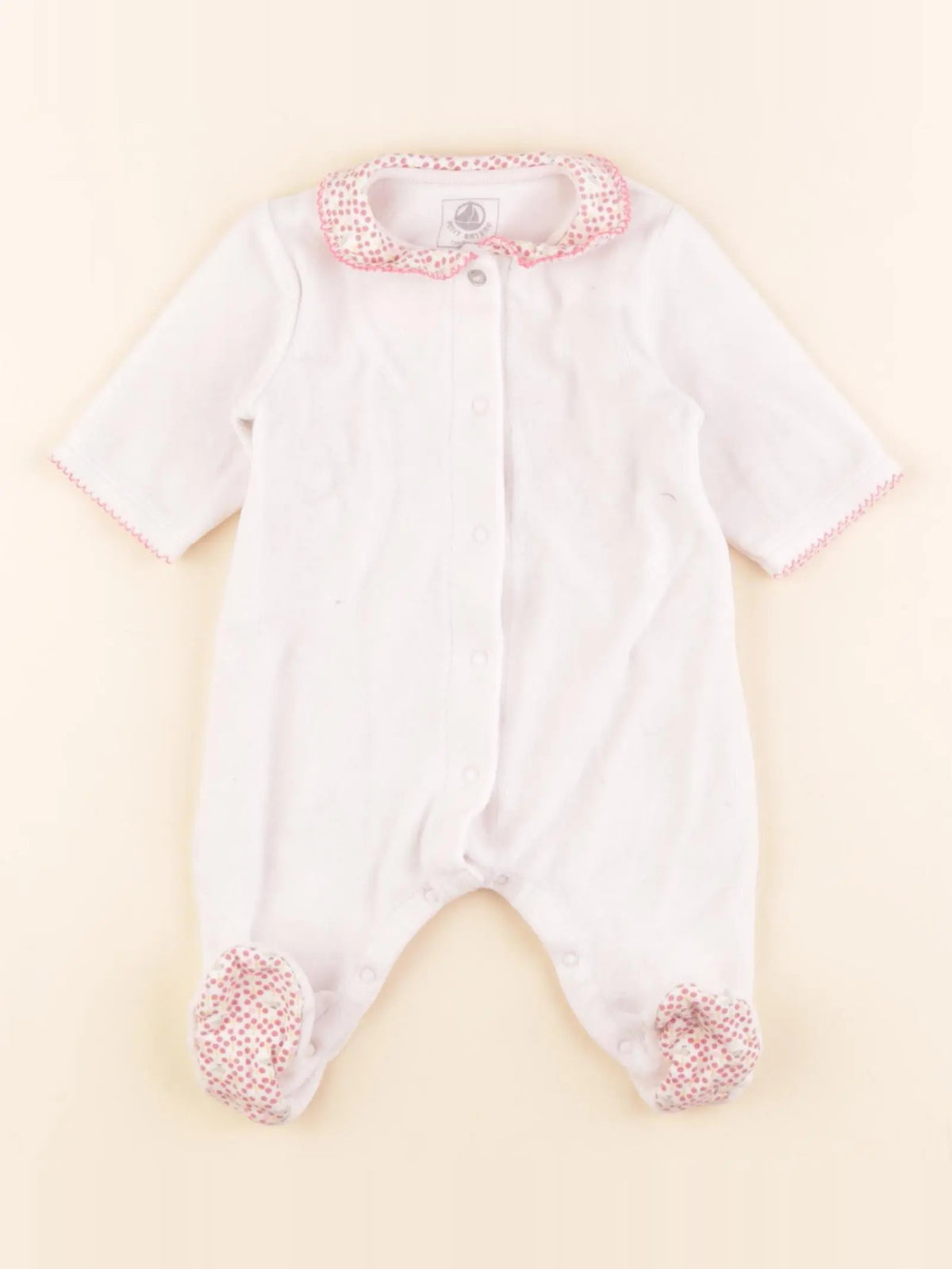 Petit Bateau - pyjama velours rose - 1 mois