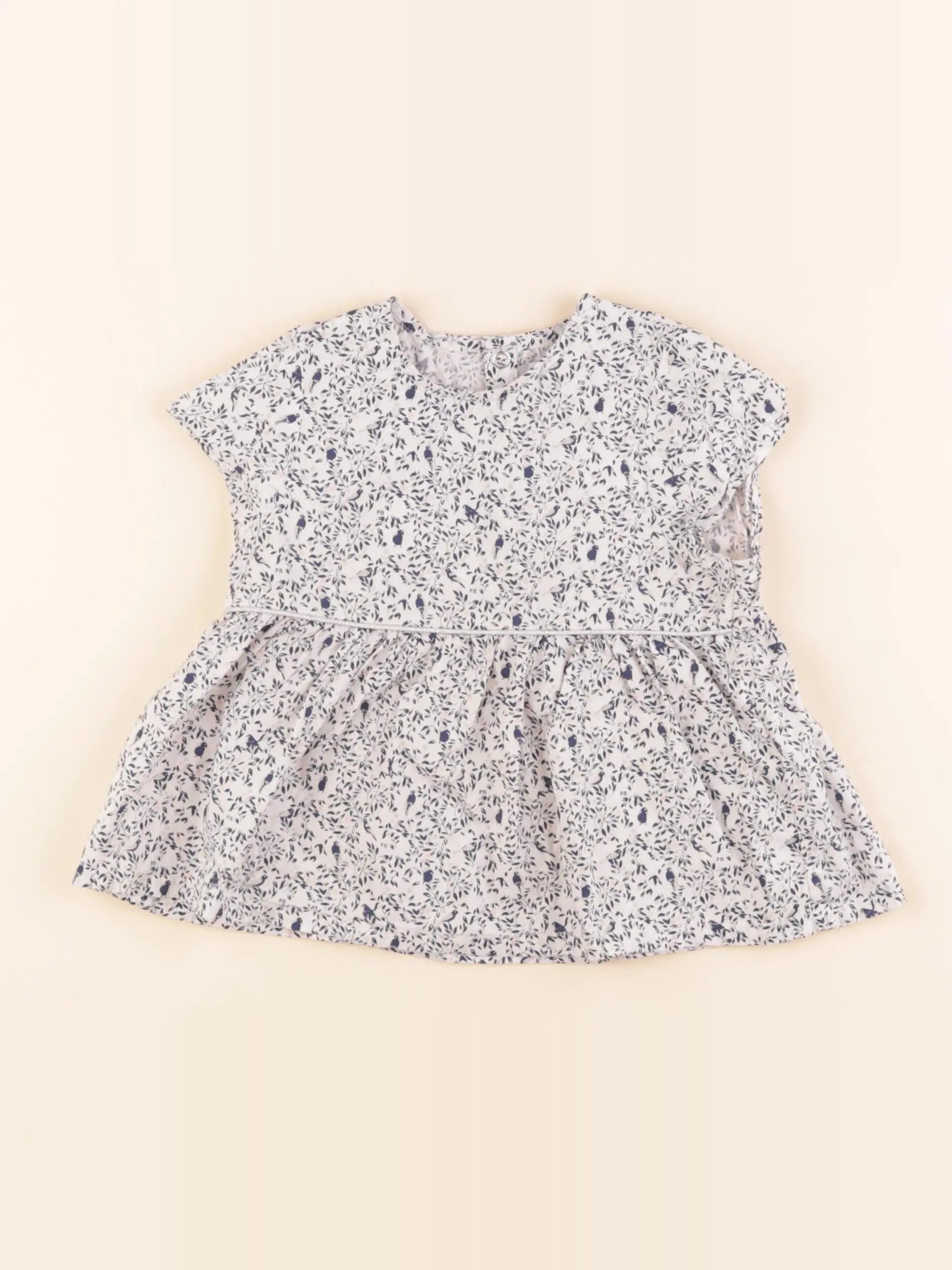 Petit Bateau - blouse bleu, blanc - 24 mois